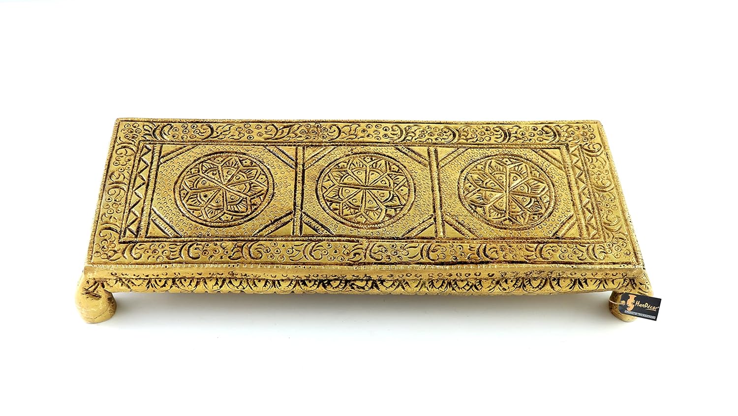 Ethnic Handcrafted 8.5 Inches Brass Pooja Chowki