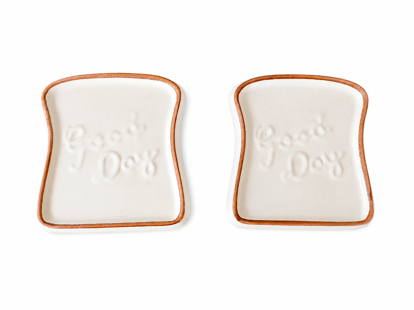 Bread Toast Shaped Ceramic Serving Plates Set