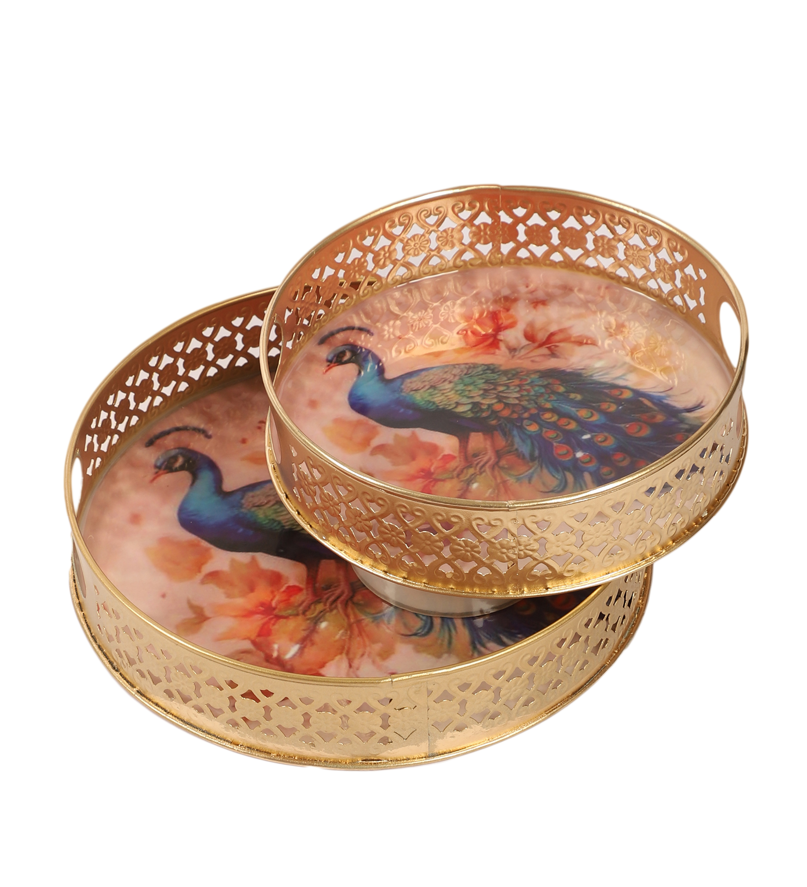 Peacock Design Serving Trays Set