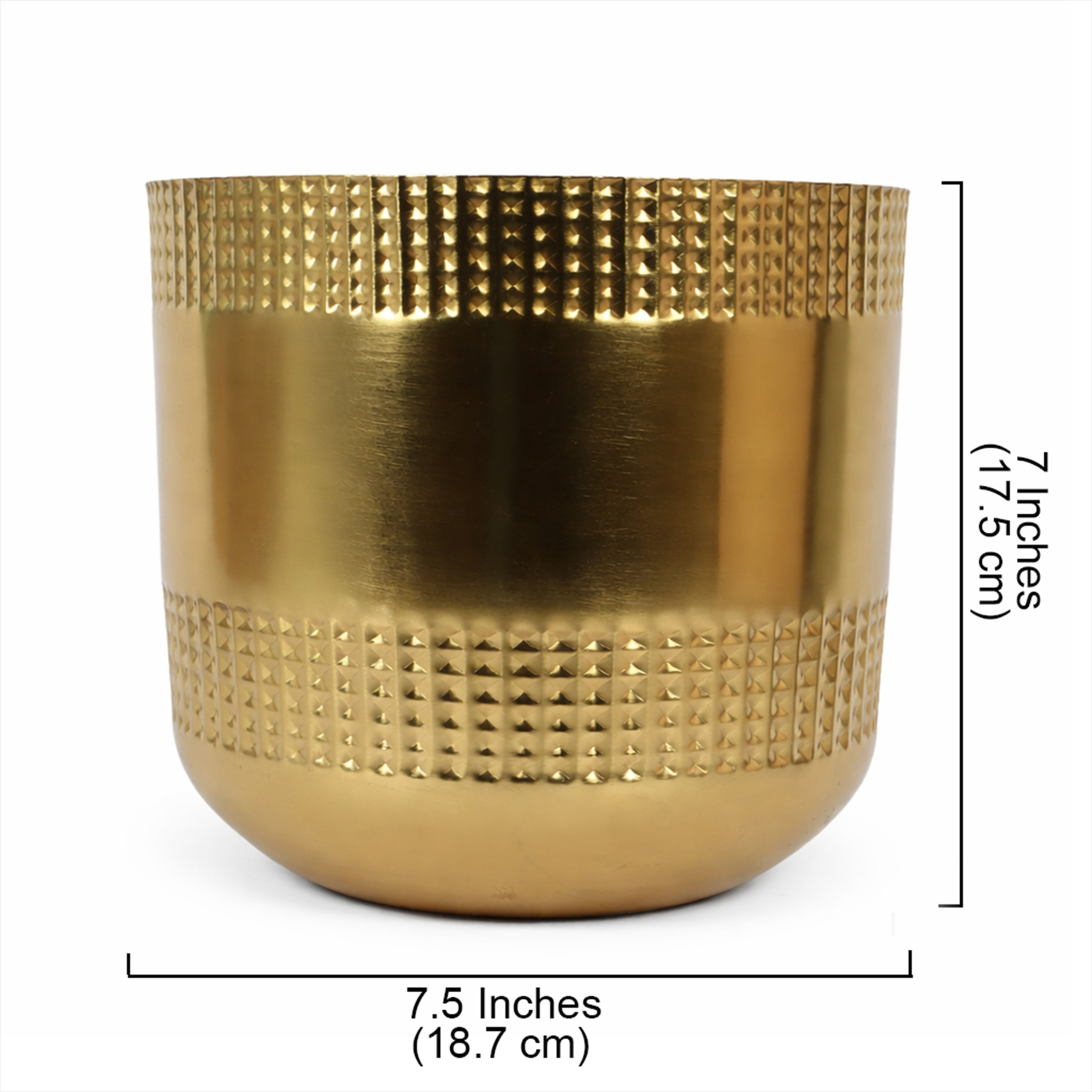 9 Inches Hammered Finish Metal Flowers Vase