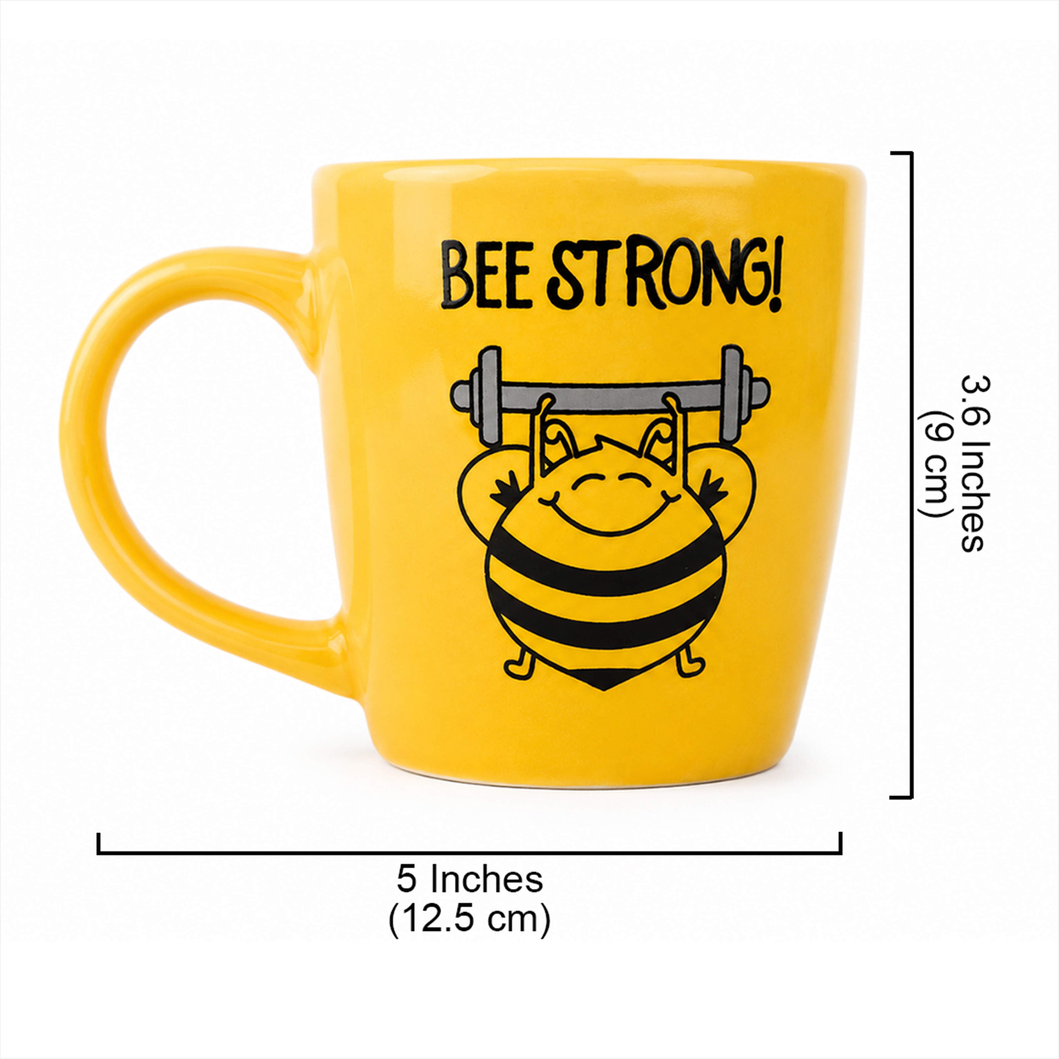 Bee Strong! Motivational Yellow Ceramic Coffee Mug