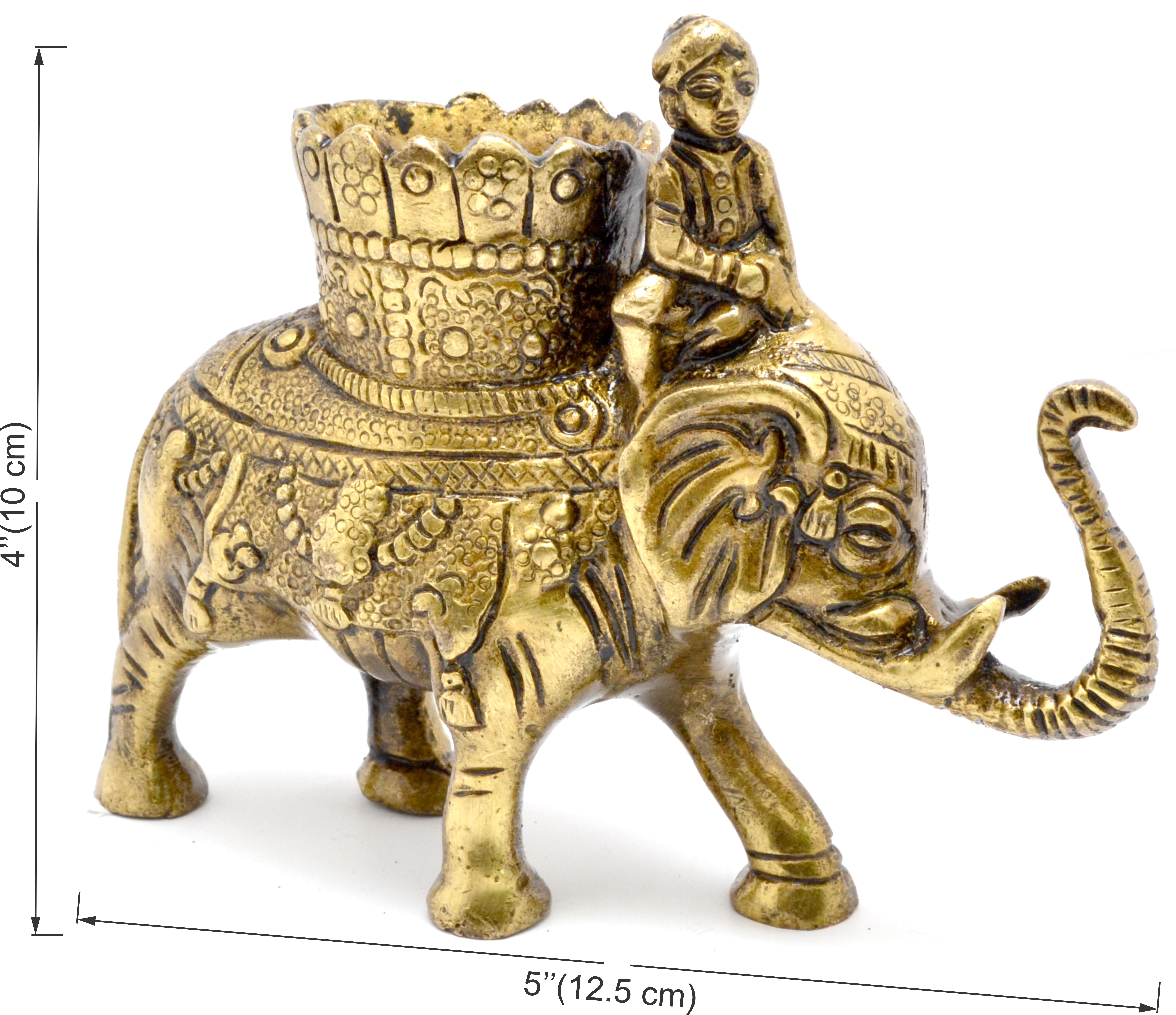 Elephant Savari Brass Pen Holder