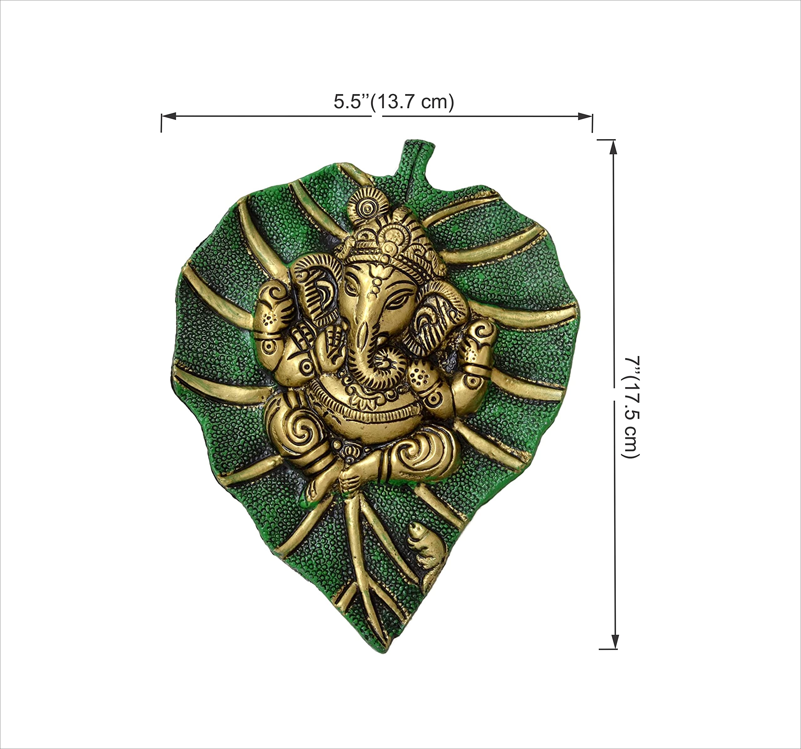 Decorative Leaf Ganesha on Patta Metal Wall Hanging Showpiece