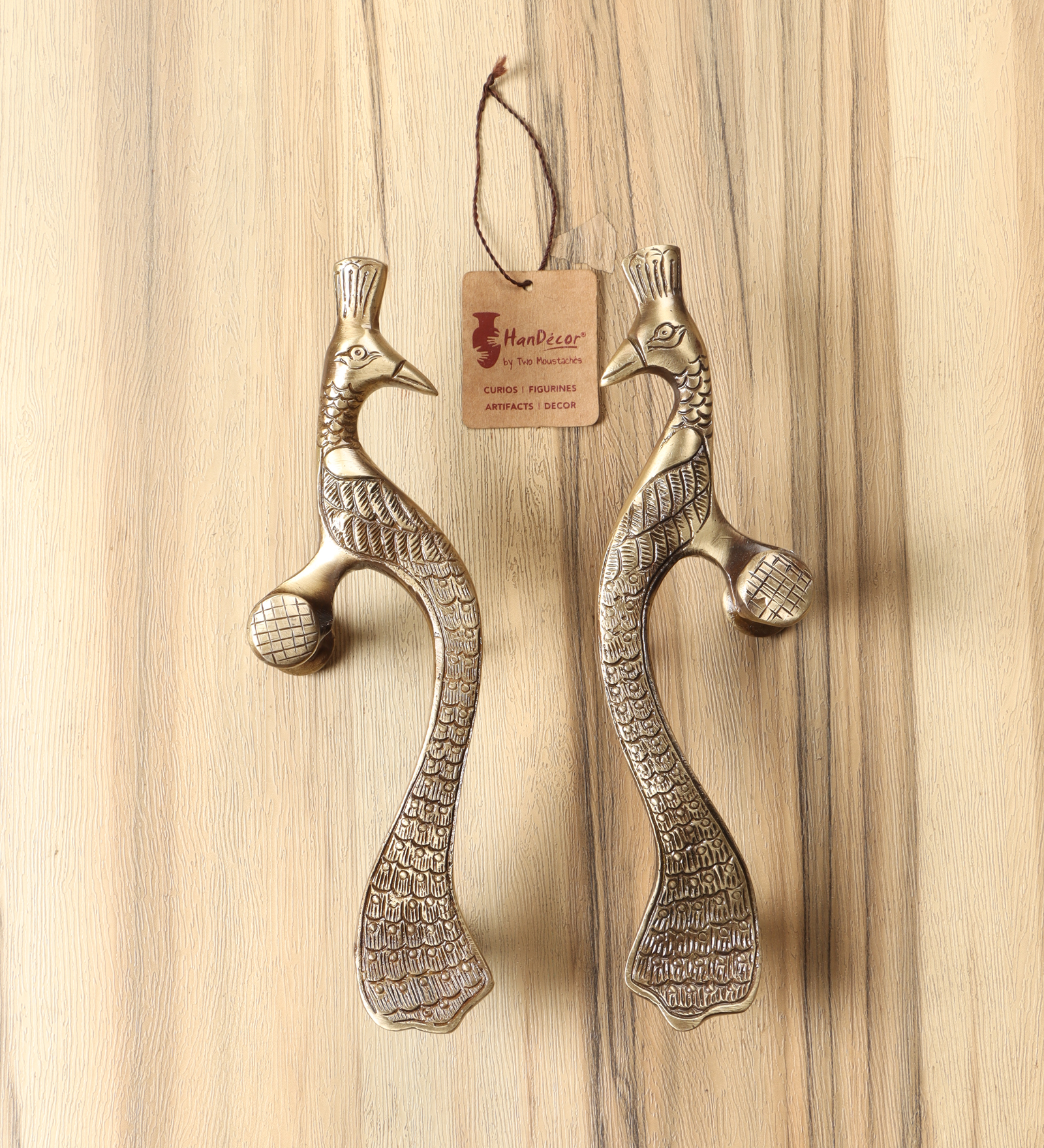 Peacock Design 8 inches Brass Door Handle