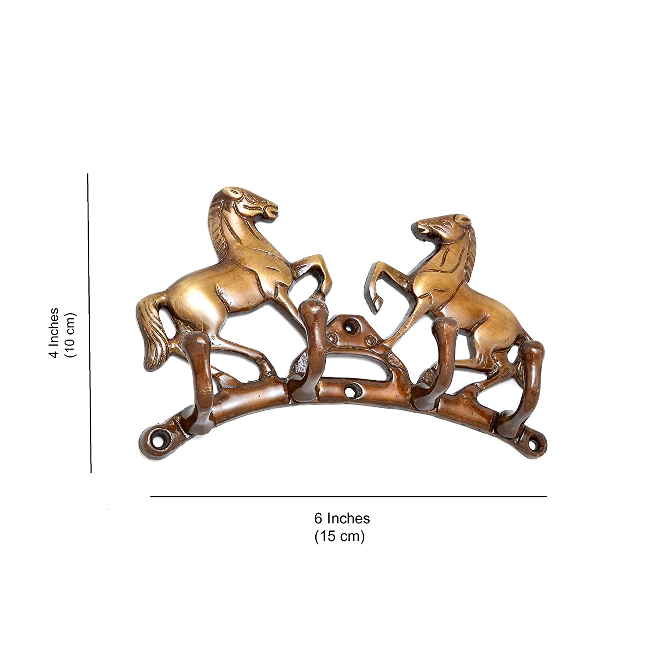 Victorious Horse Pair Brass Key Holder (Multicolour)
