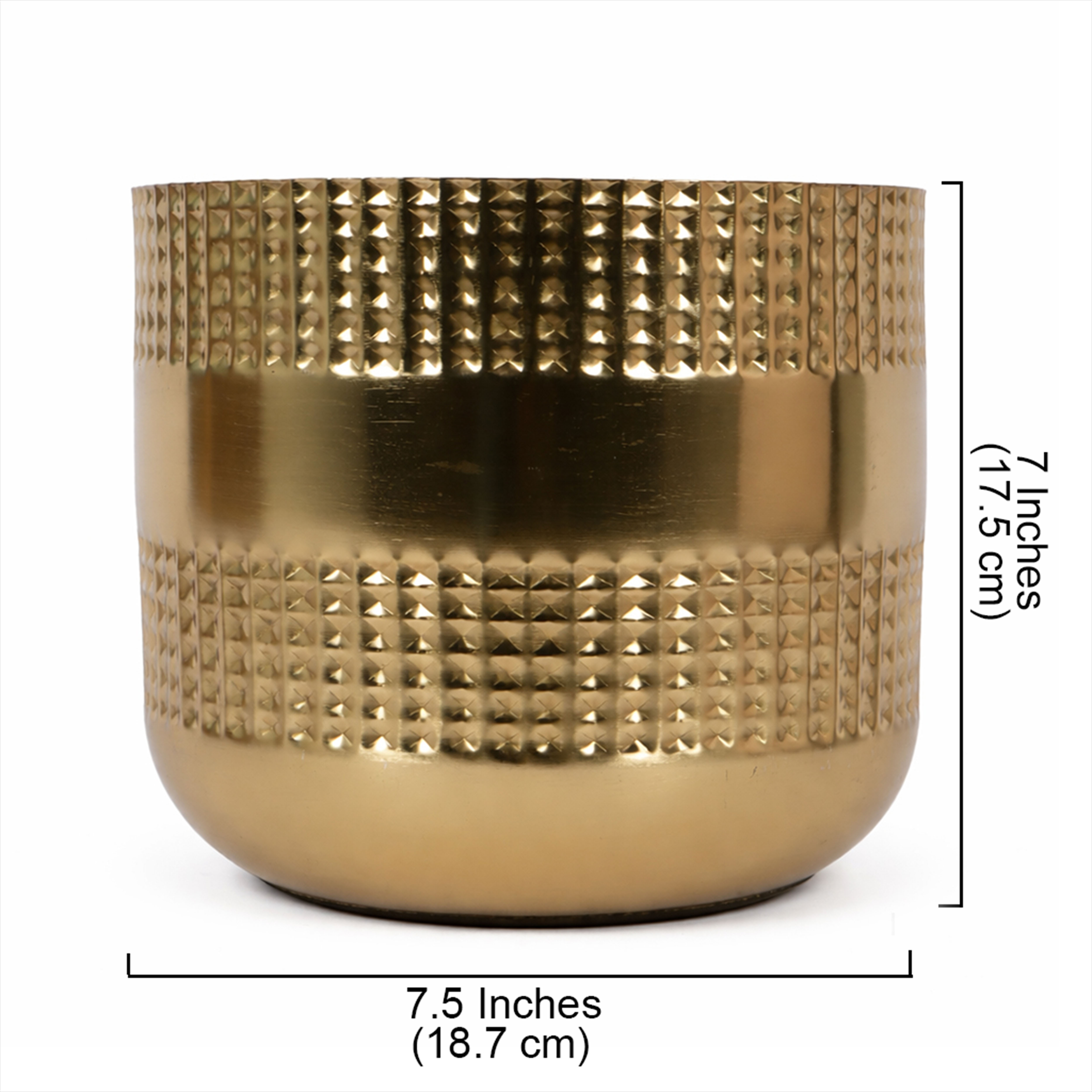 7 Inches Hammered Finish Metal Flowers Vase