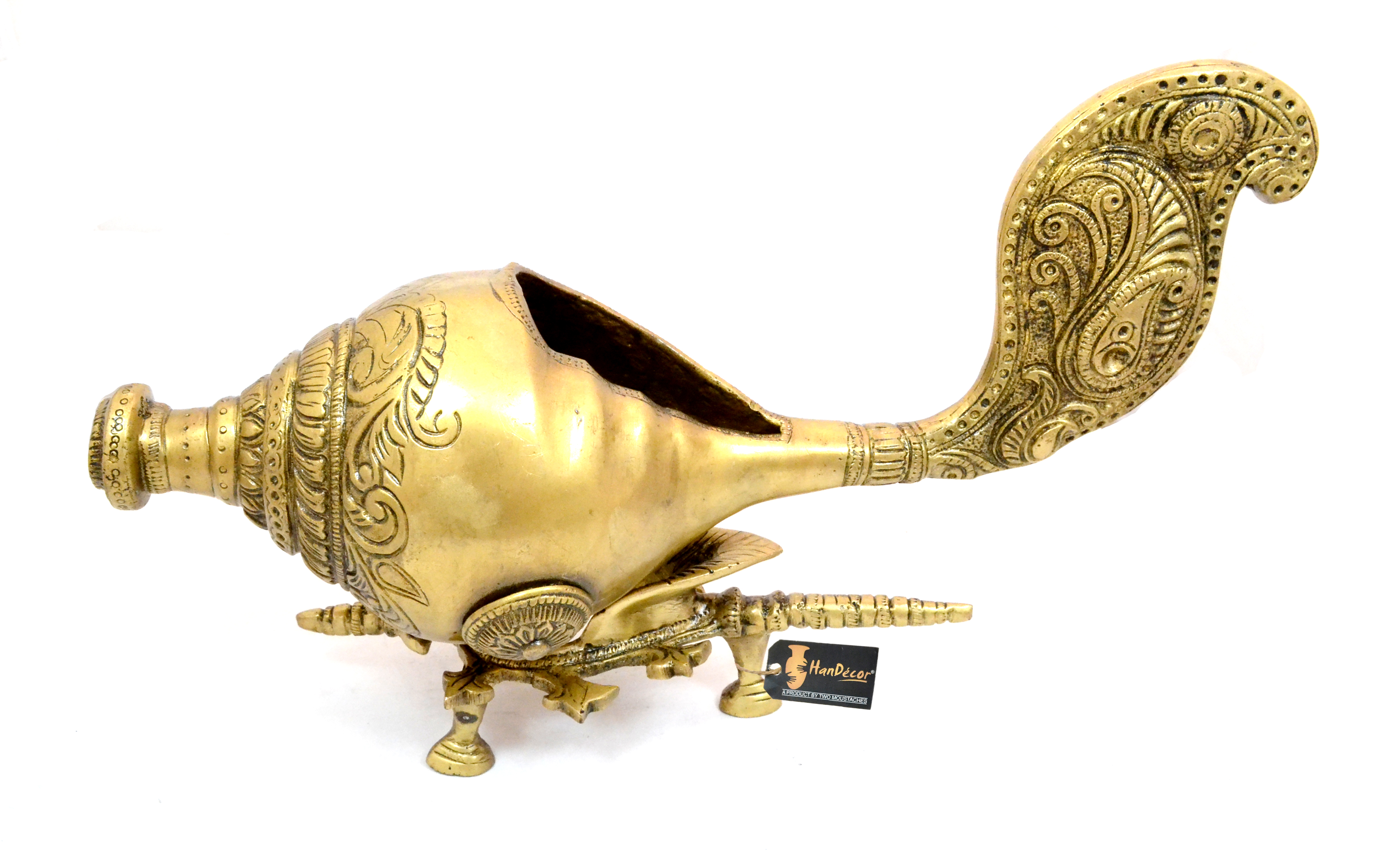 Brass 14 Inches Shankh with Stand