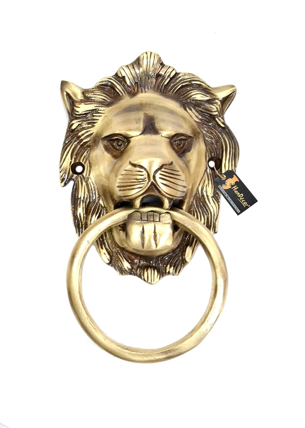 Lion Brass Door Knocker with Antique Finish