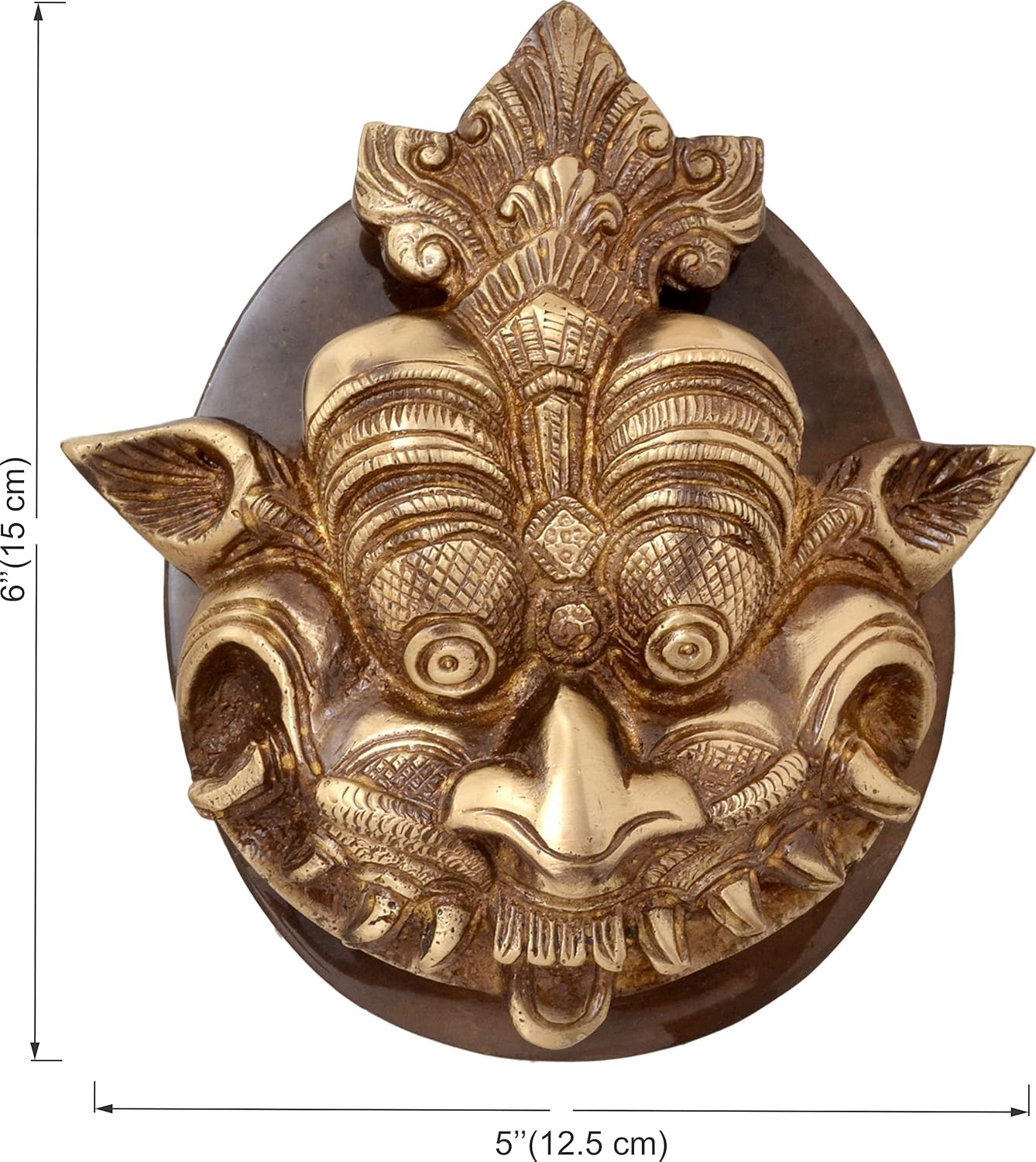 Brass Dragon Face Door Knocker with Plate Base
