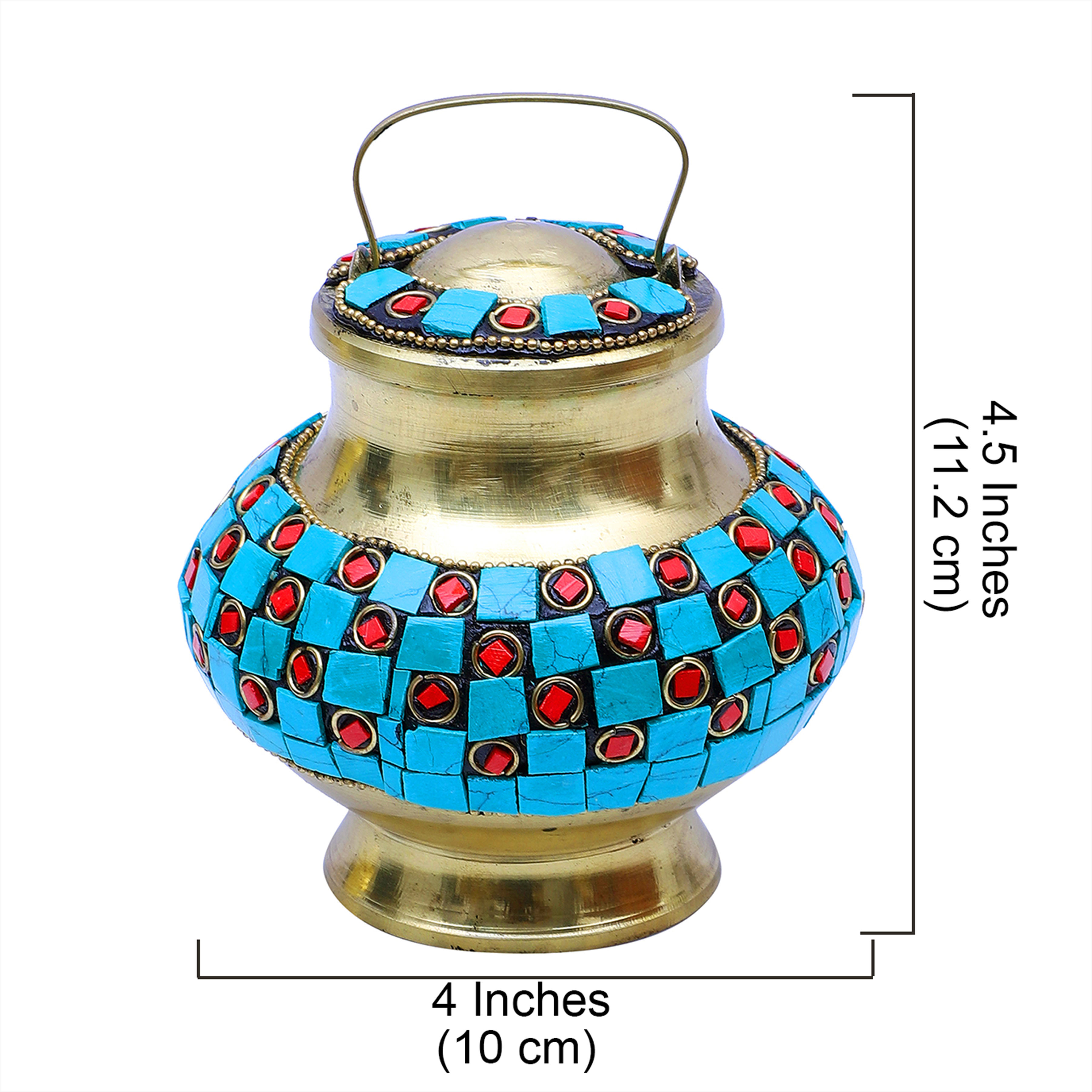 emstone Work 4.5 Inches Brass Holy Water Pot