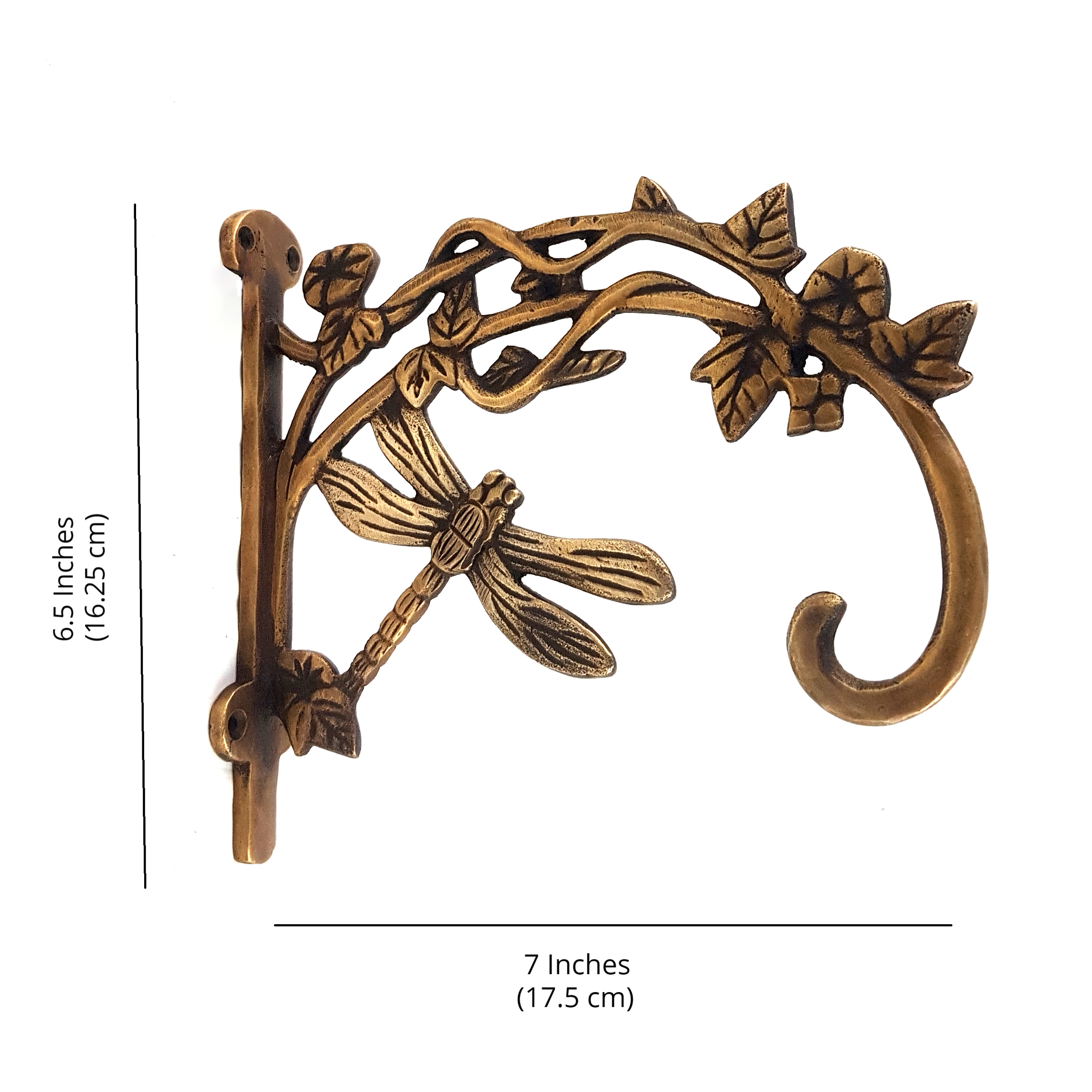 Brass Dragon Fly Style Handmade Brass Wall Lantern Diya Hanger - Royal Brown