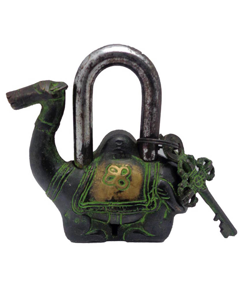 Camel Design Green Coated Functional Brass Lock with 2 Keys
