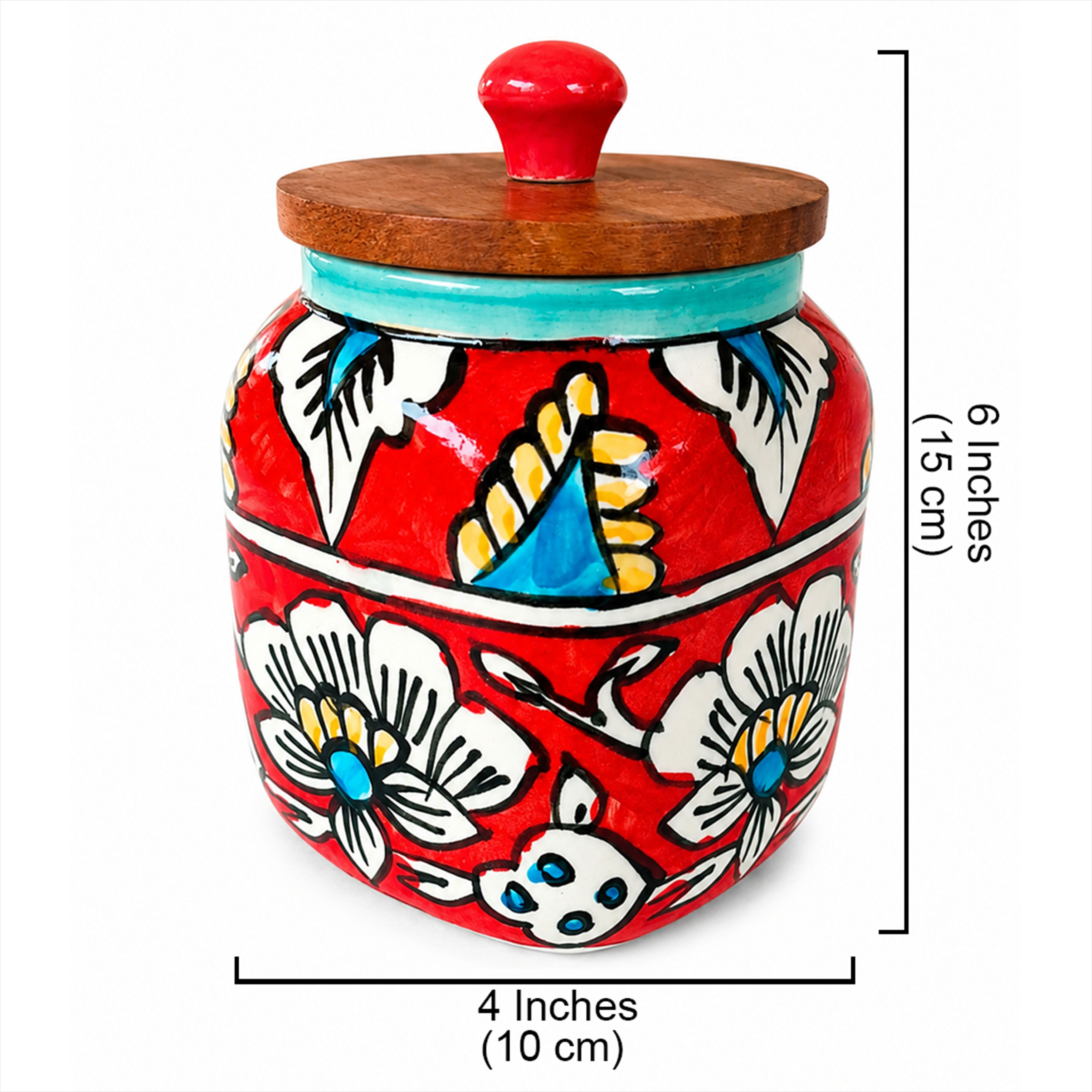 Handcrafted Ceramic Storage Jar with Wooden Lid & Spoon,