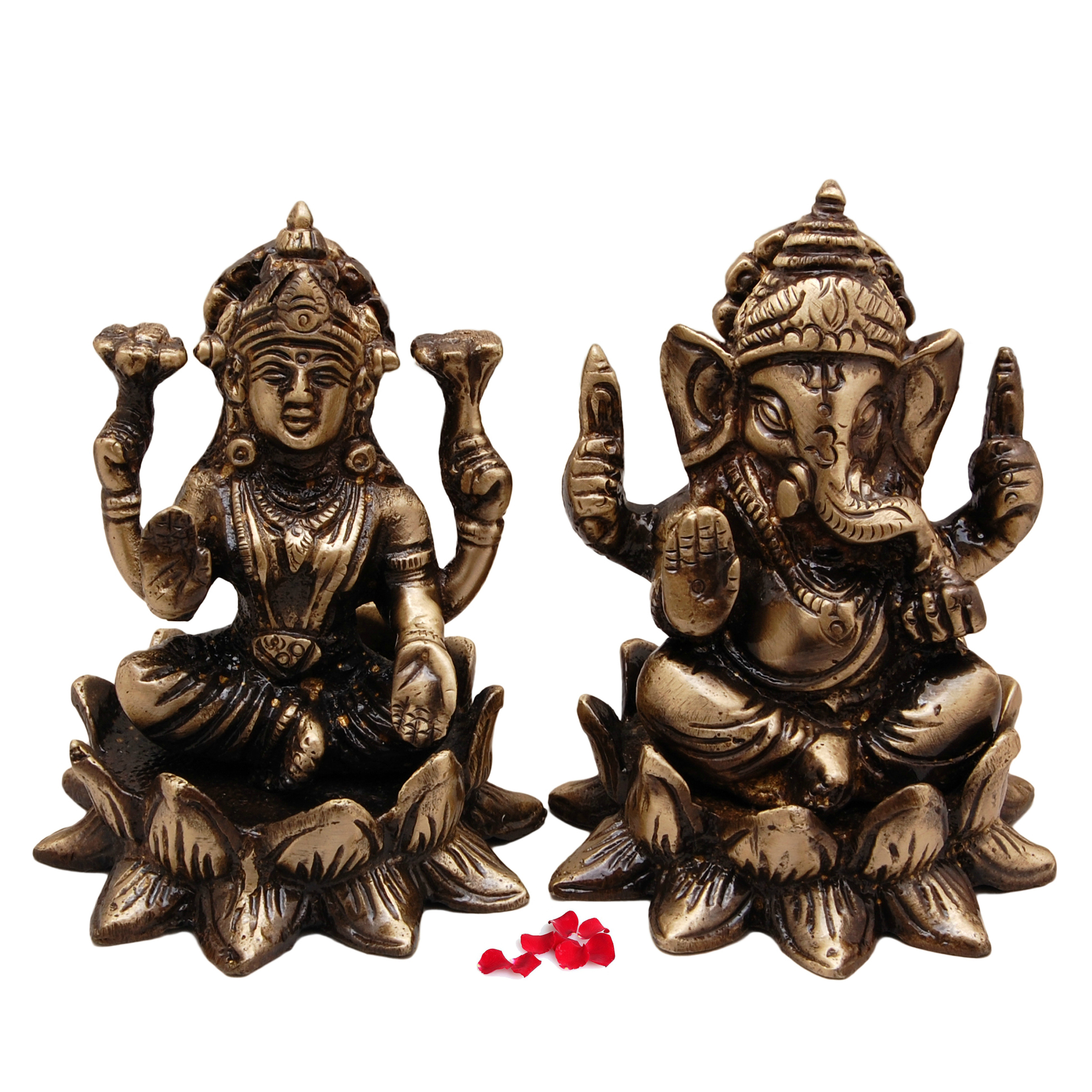 Brass Laxmi Ganesh Idol Pair, Standard