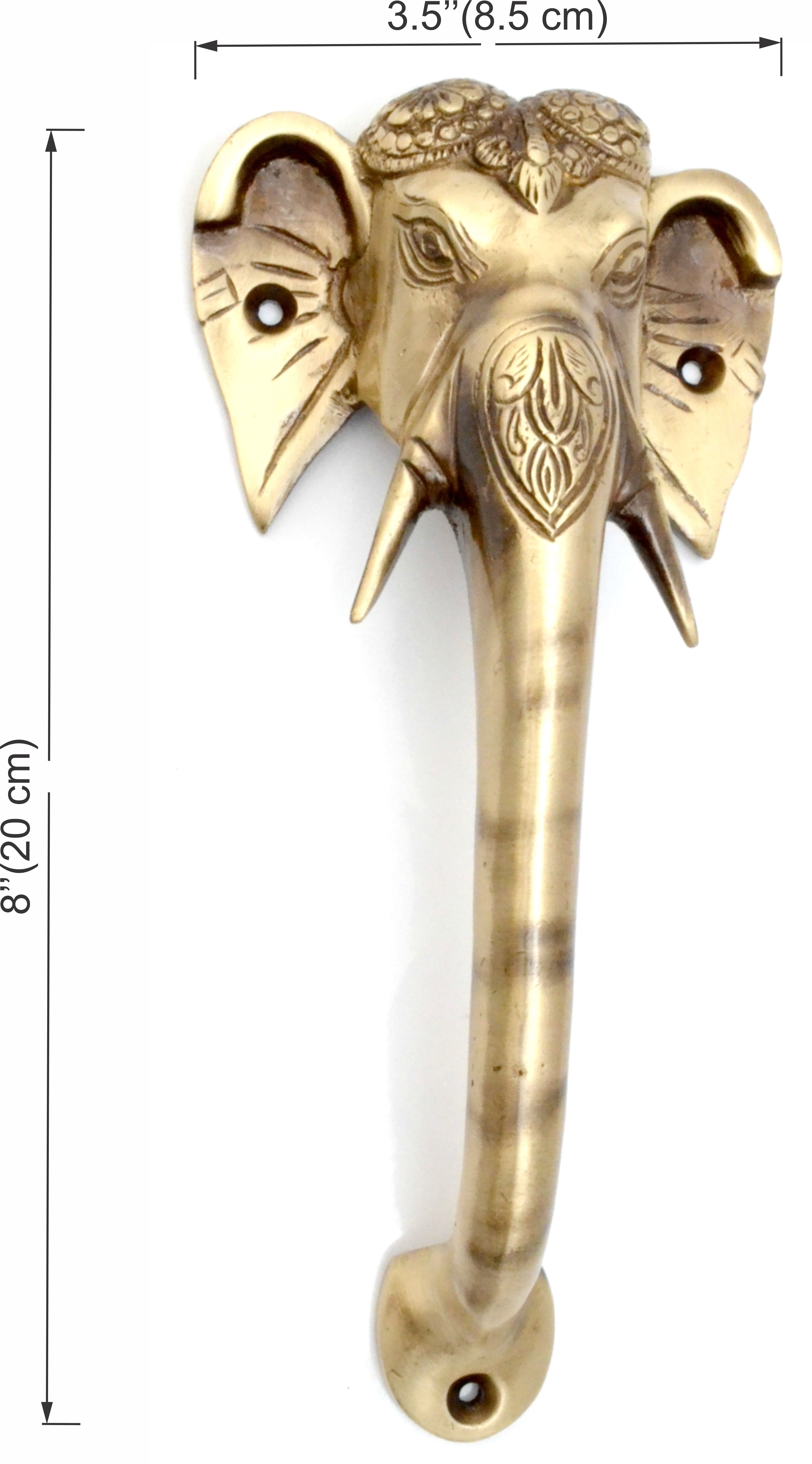 Tuskar Ganesha Design 8 Inches Brass Door Handle