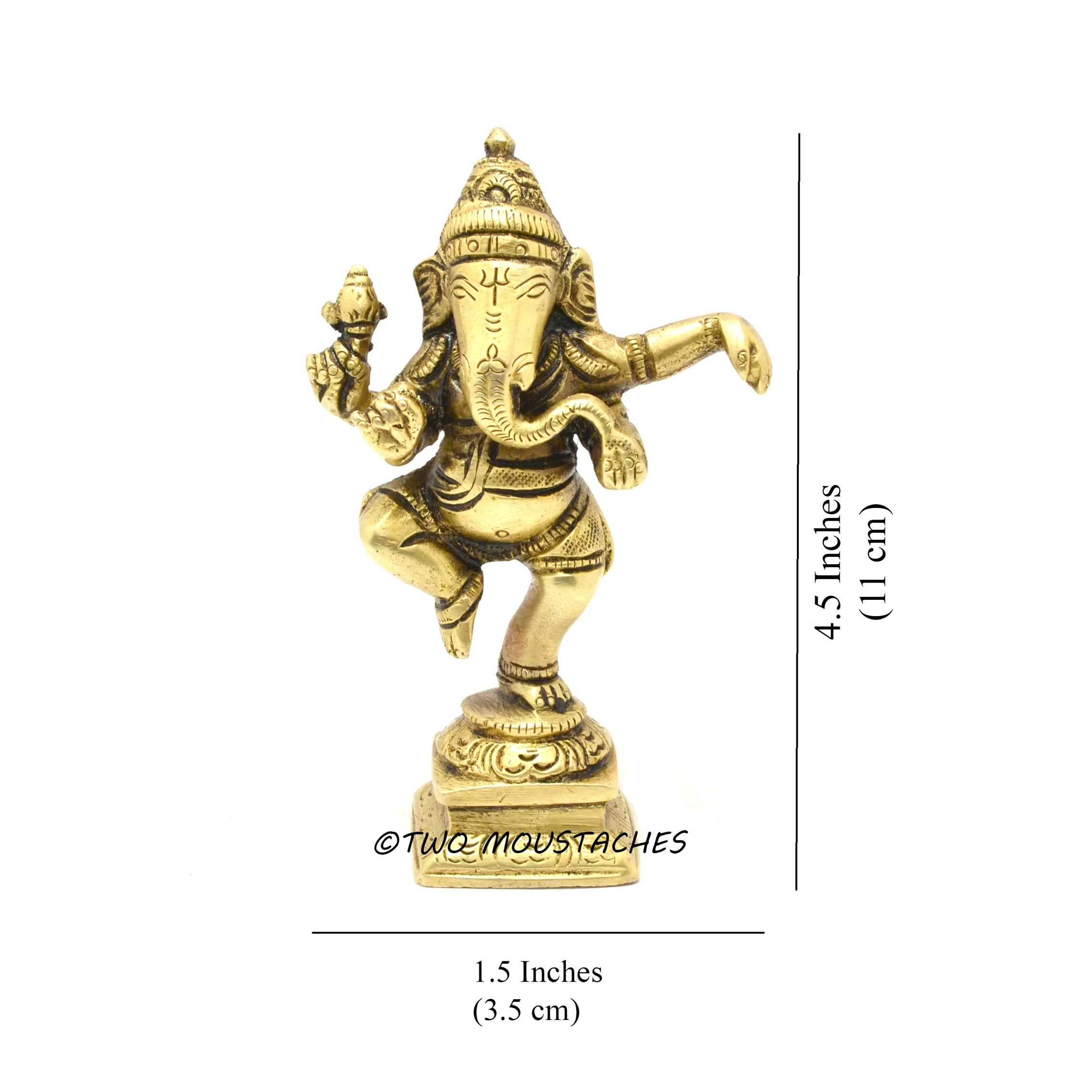 4.5 Inches Brass Dancing Ganesha Decor Idol for Home Temple