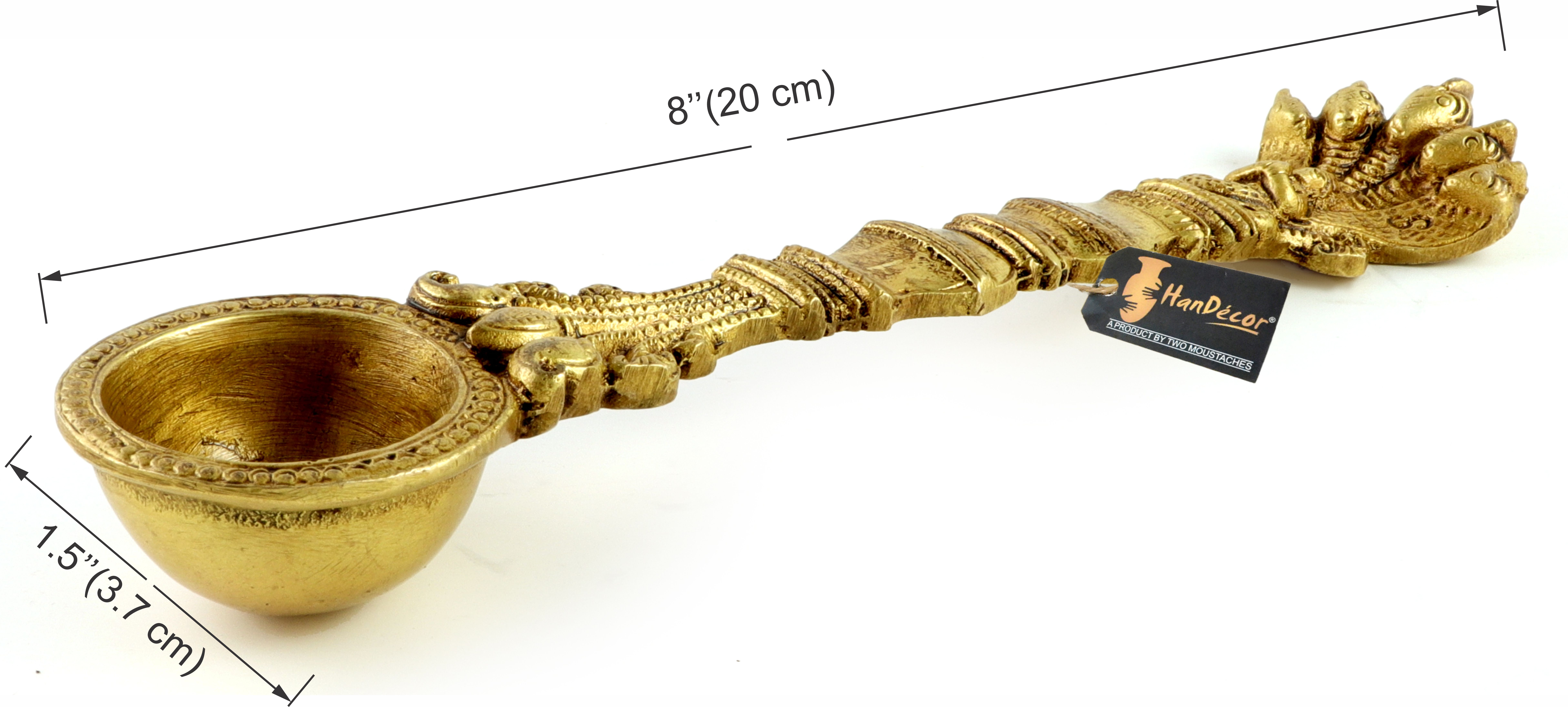 Brass Sheshnag Design Hawan Spoon for Pouring Ghee in Hawan Kund