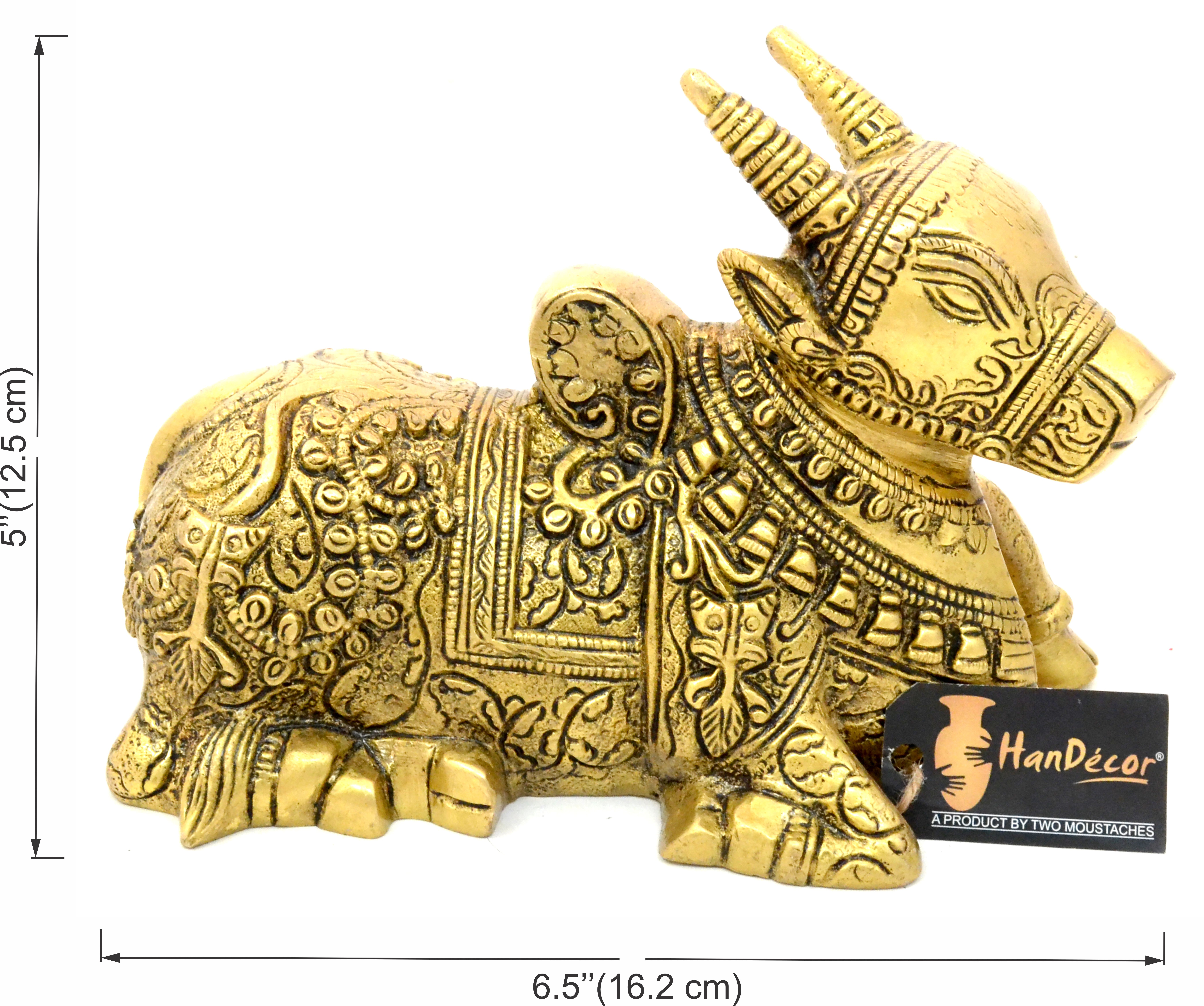6.5 Inches Sitting Nandi Cow Brass Statue