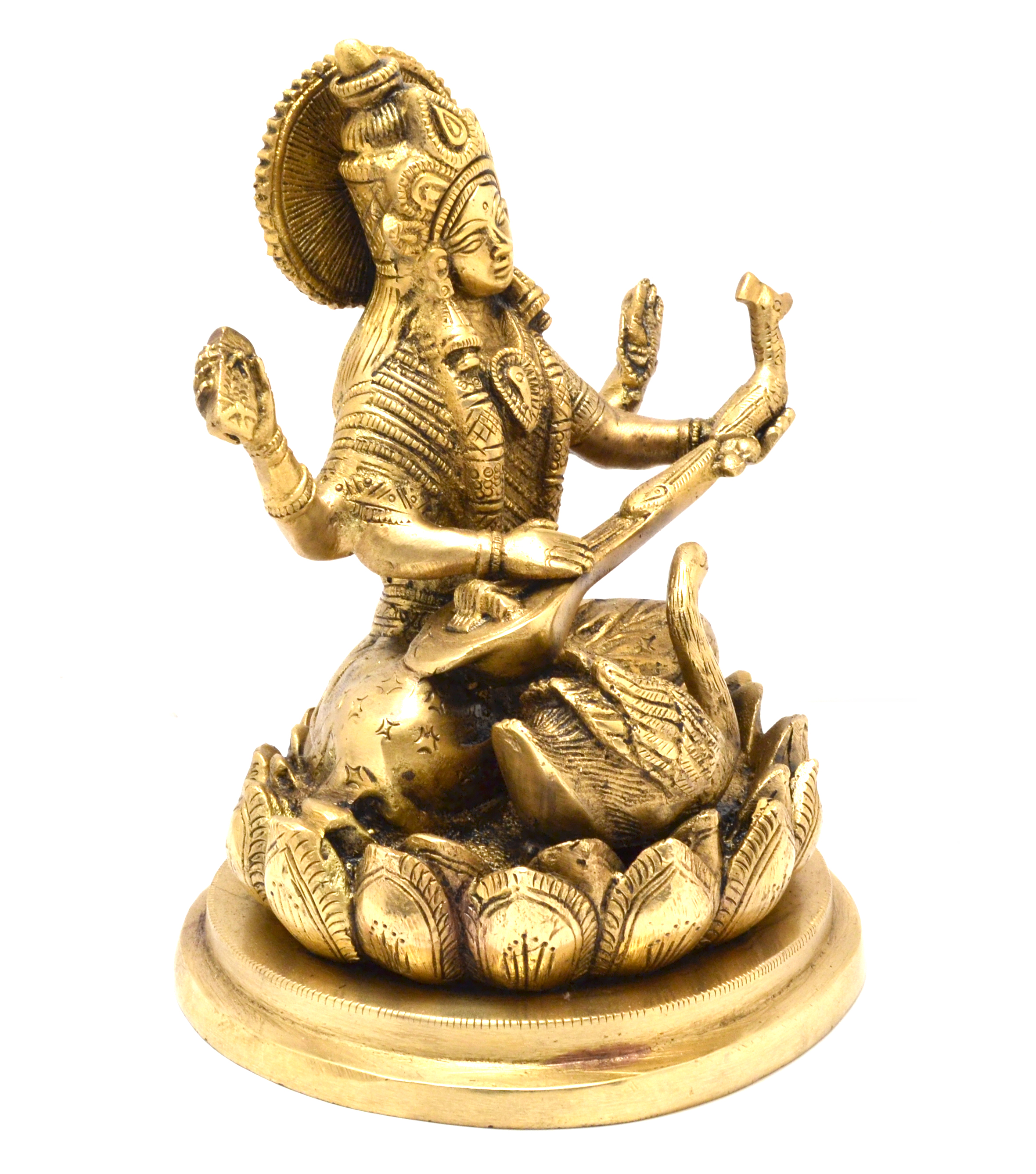 Brass Goddess Saraswati Idol