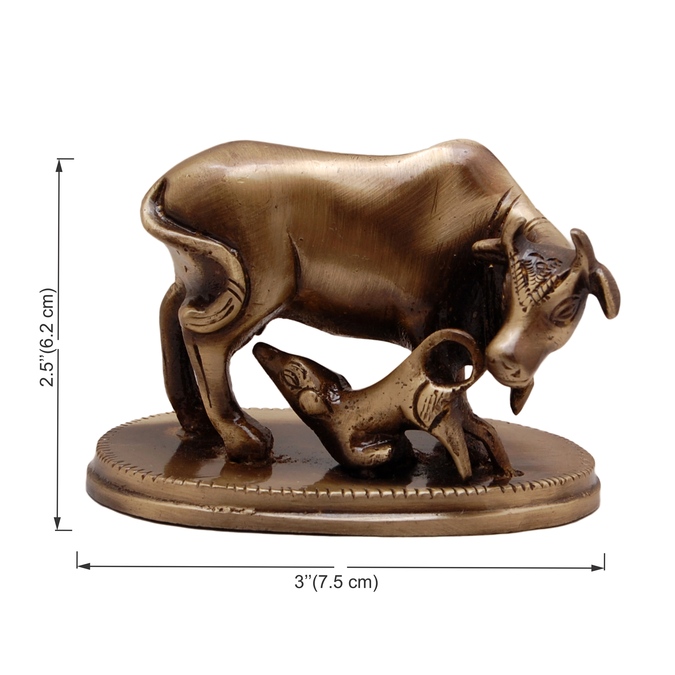 3 Inches Brass Kamdhenu Cow & Calf Showpiece