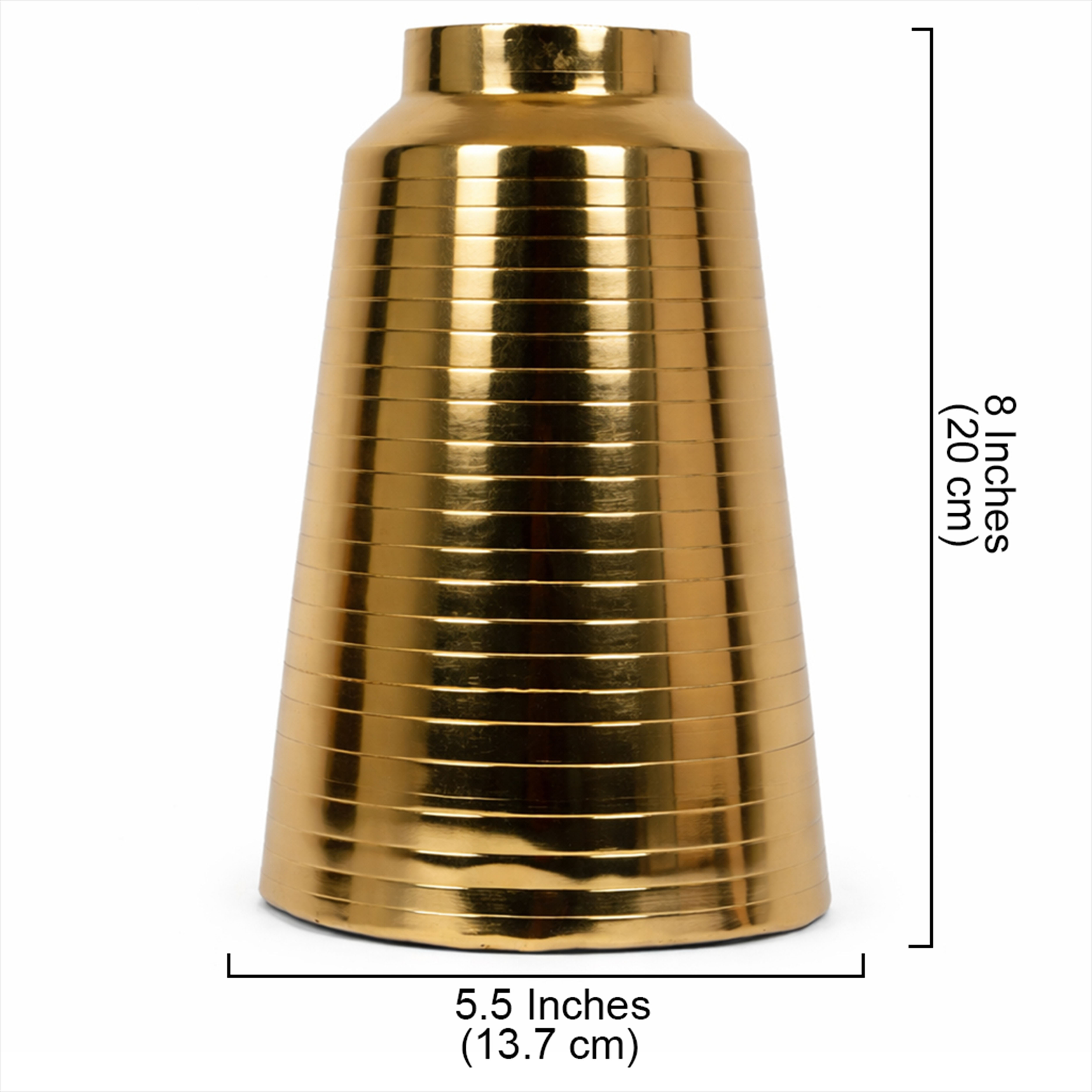 8 Inches Gold Finish Metal Flowers Vase