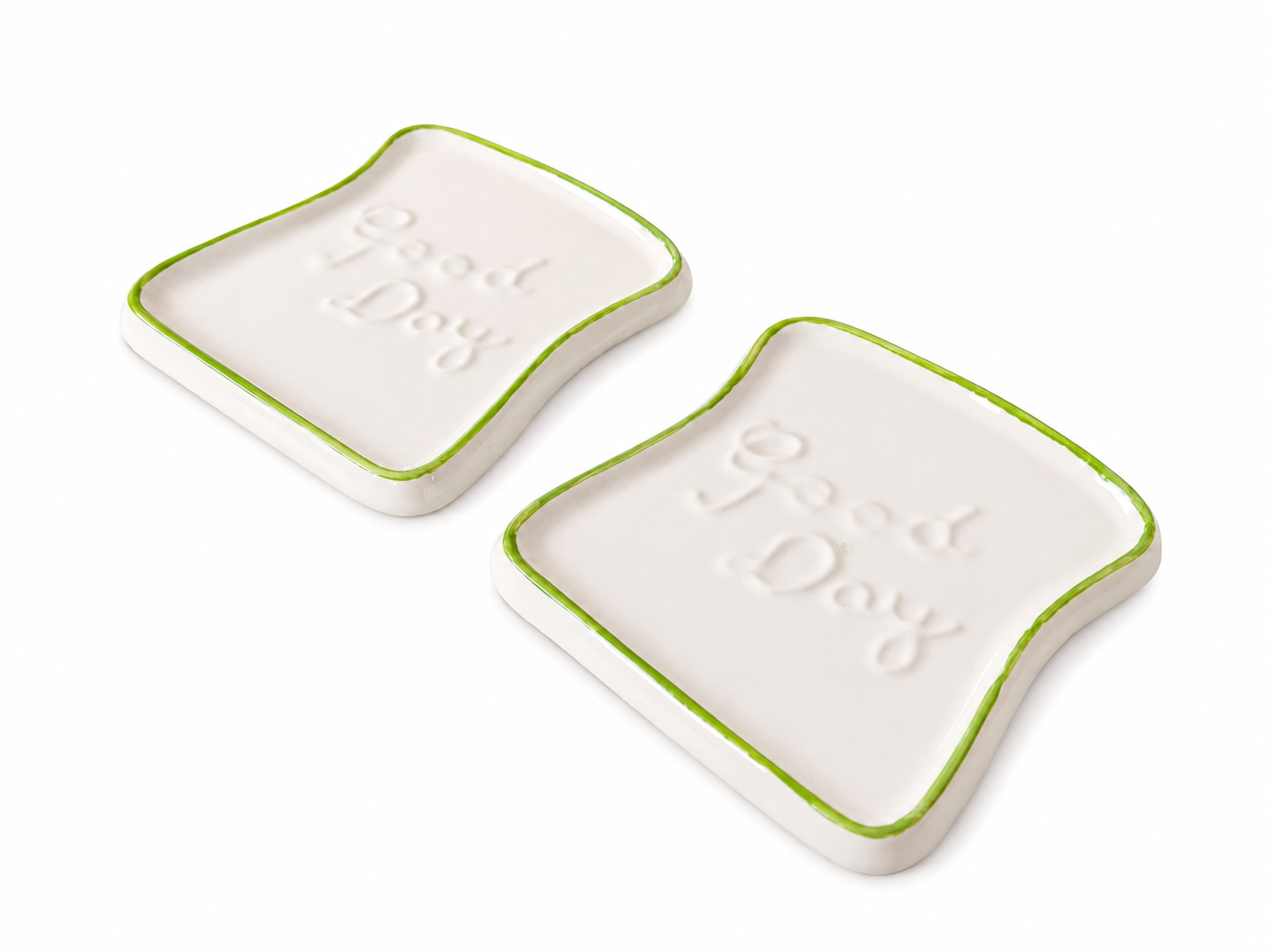 Bread Toast Shaped Ceramic Serving Plates Set