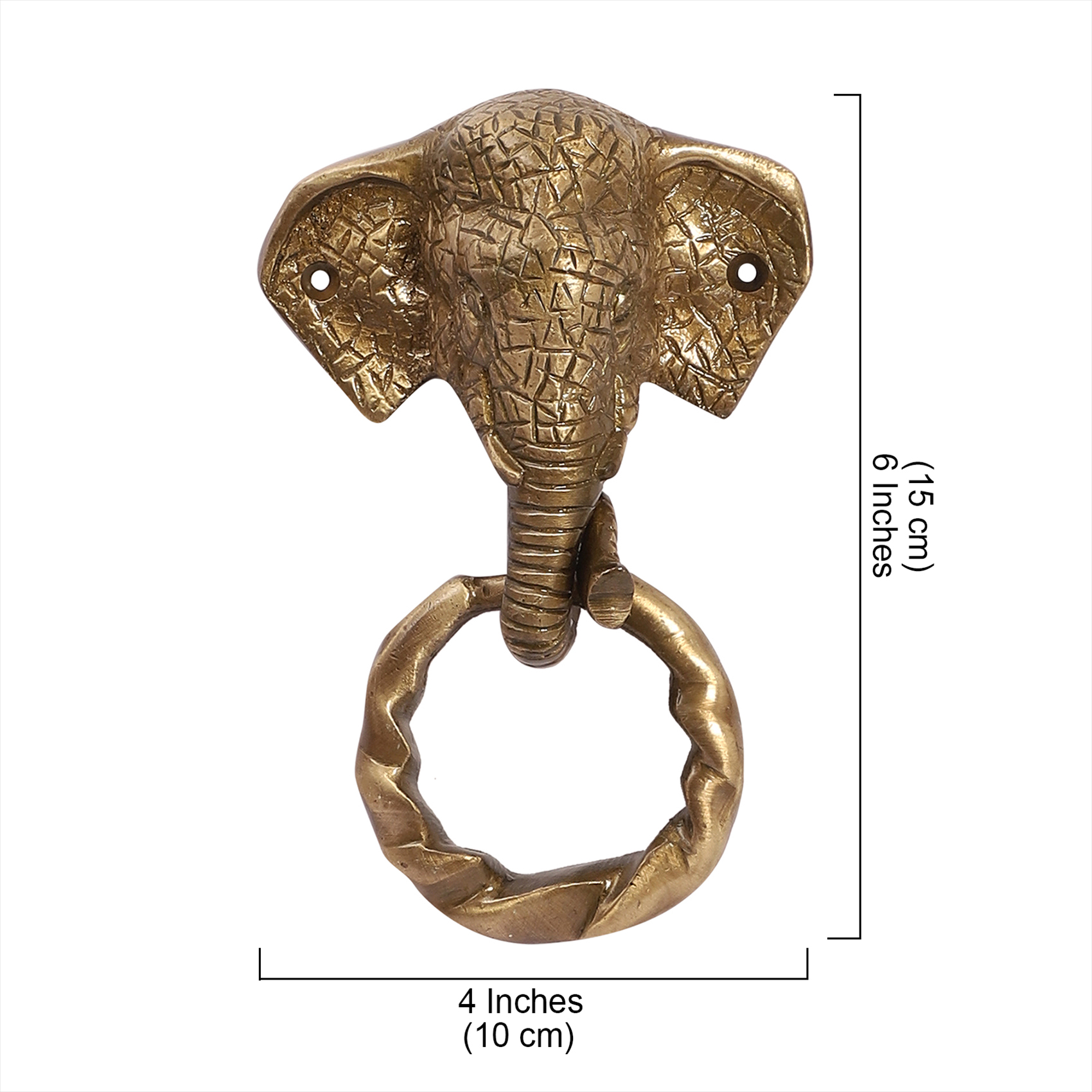 Elephant Design Moulded Ring Brass Door Knocker