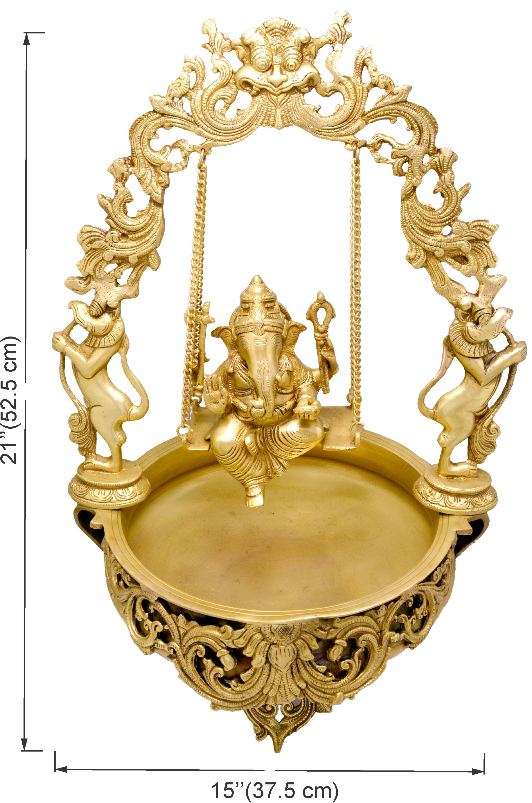 Ethnic Design Swing Ganesha Brass Urli Showpiece