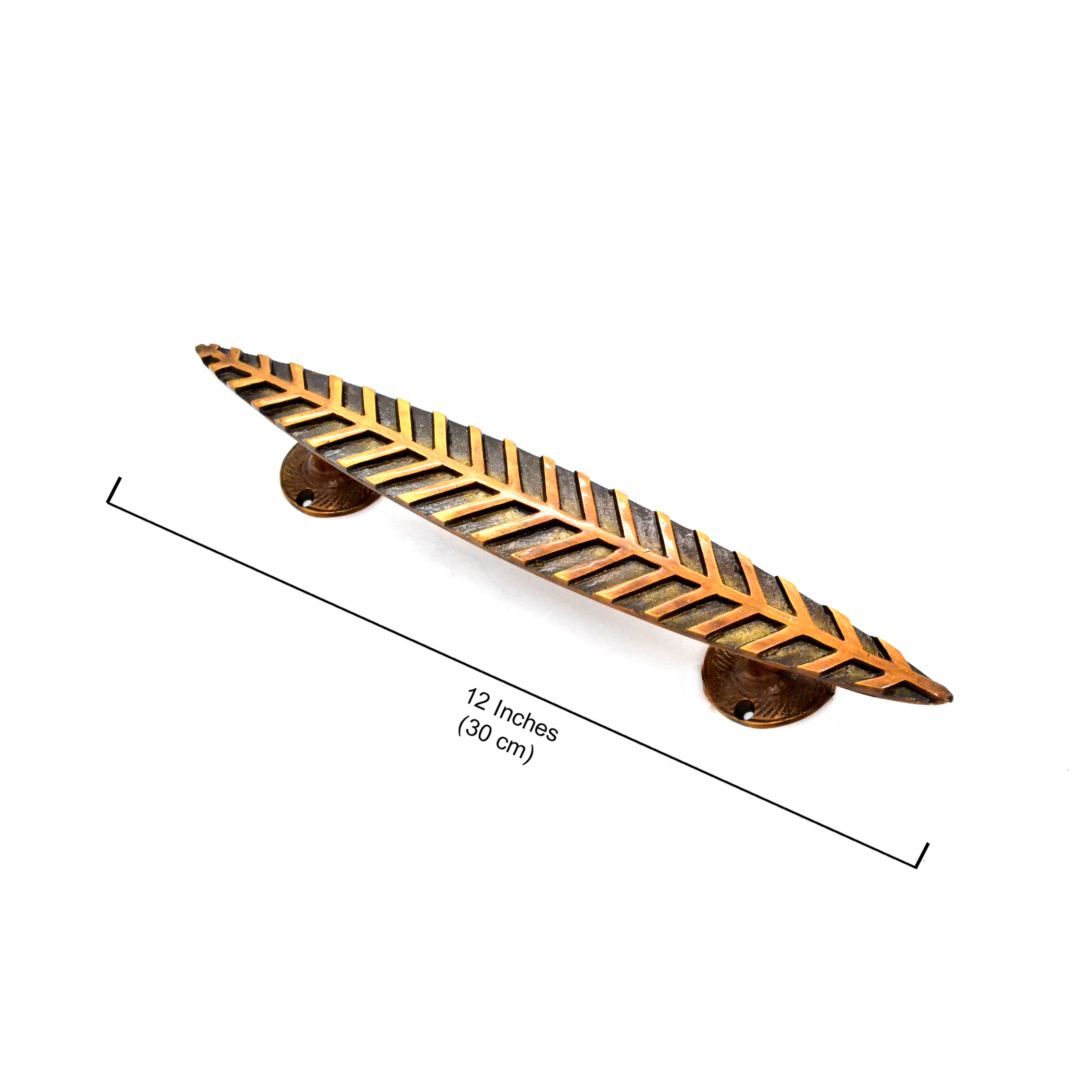 Leaf Design 12 Inches Brass Door Handle