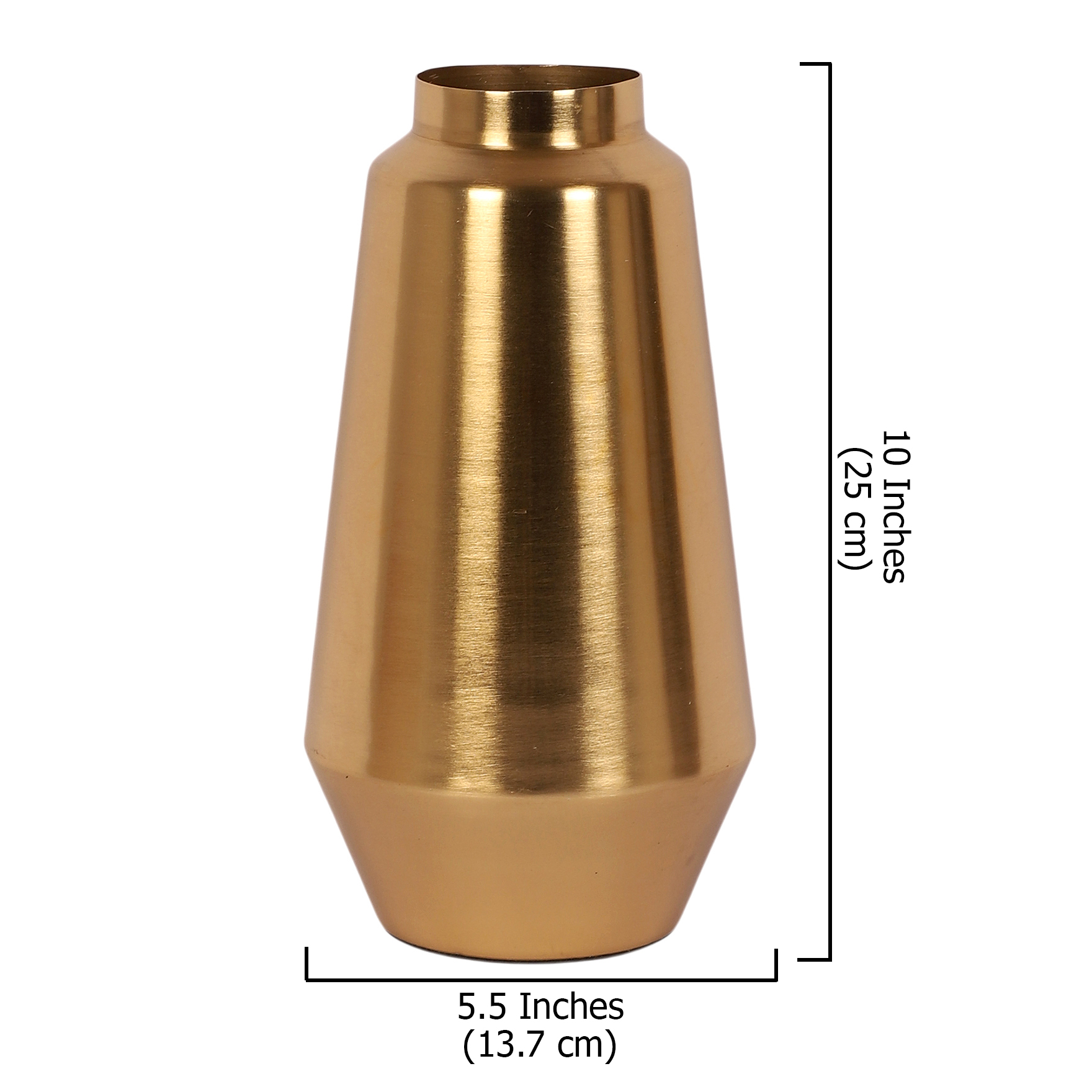 10 Inches Gold Finish Metal Flowers Vase