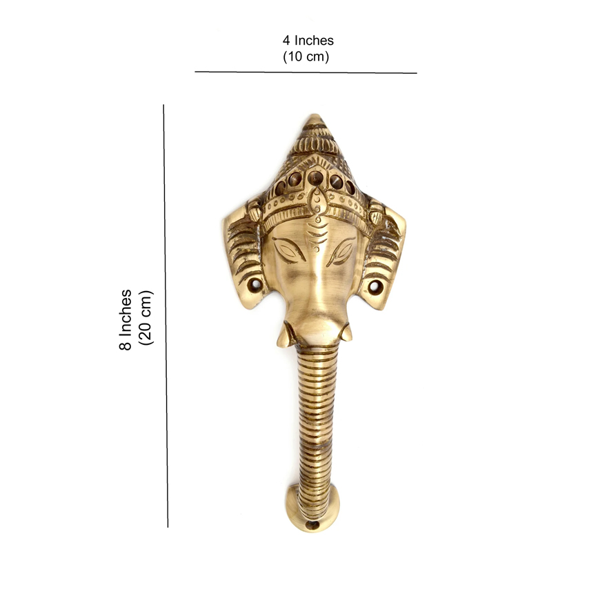 8 Inches Brass Antique Brown Crown Ganesha Door Handle