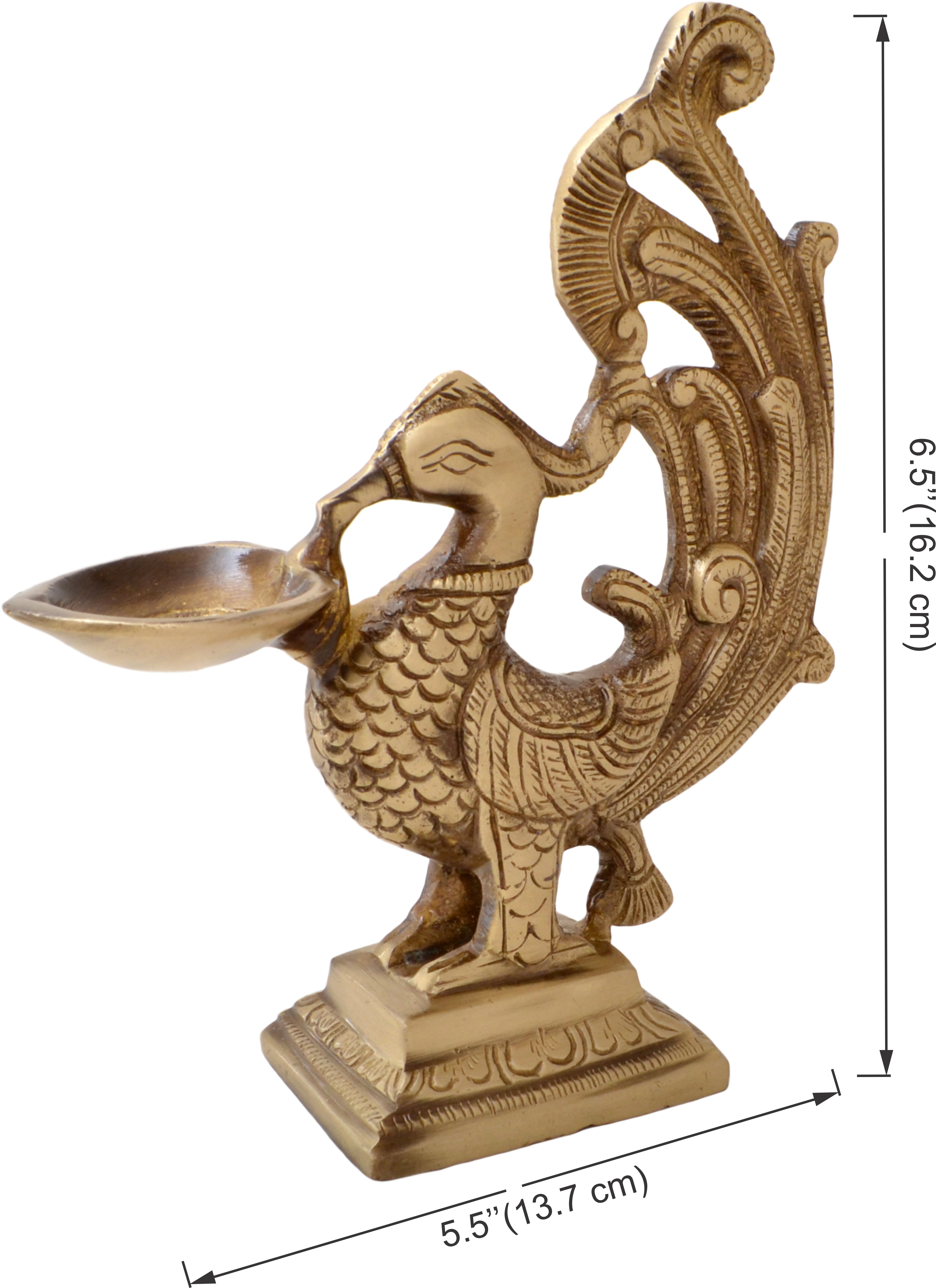 Brass Peacock Deepak- Big