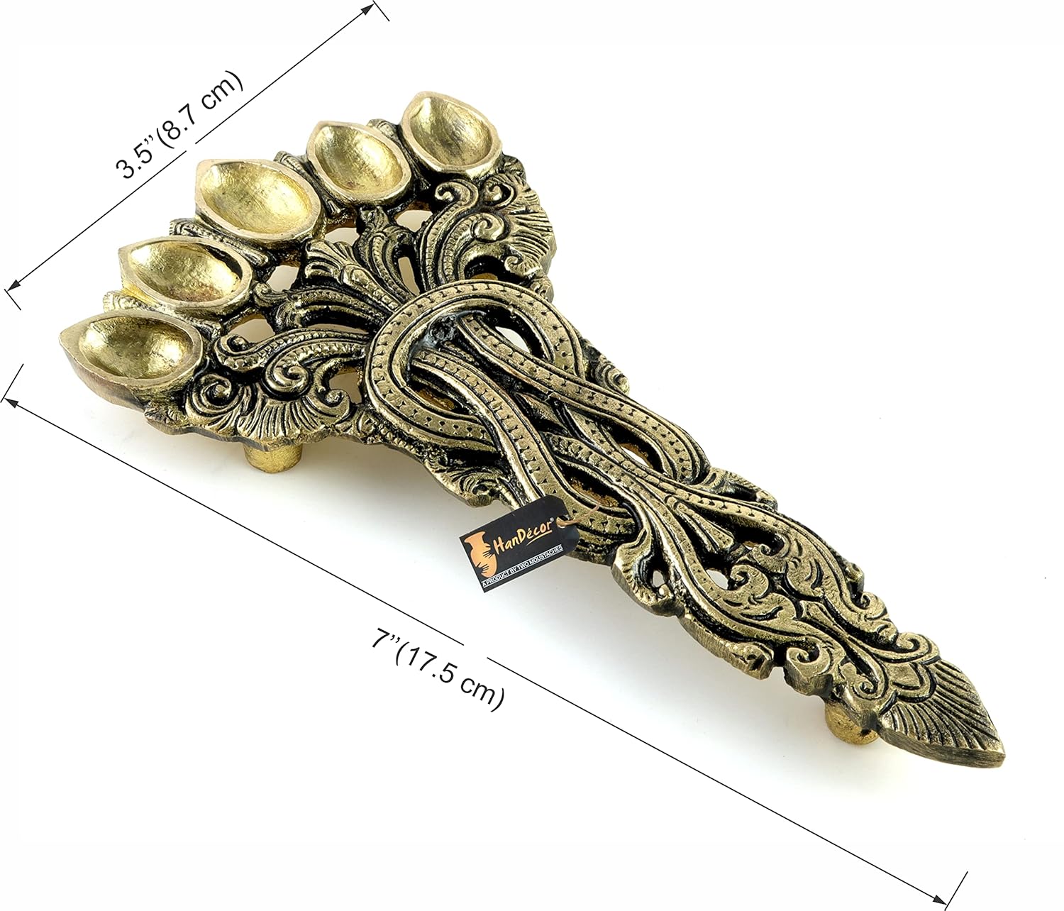Brass Sheshnag Design Five Oil Wick Pooja Spoon