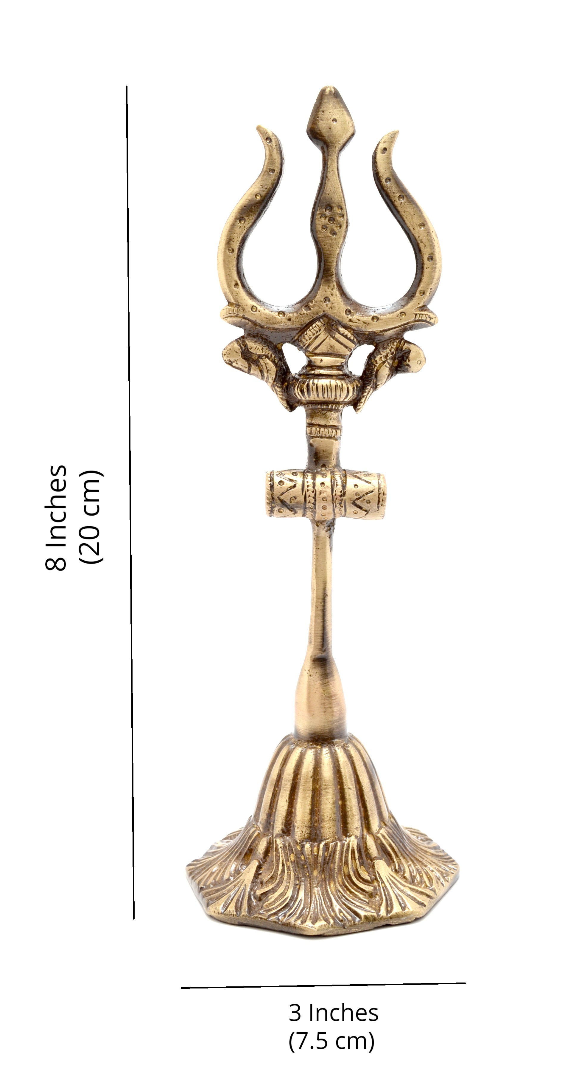 8 Inches Brass Shiva's Trishul with Damru