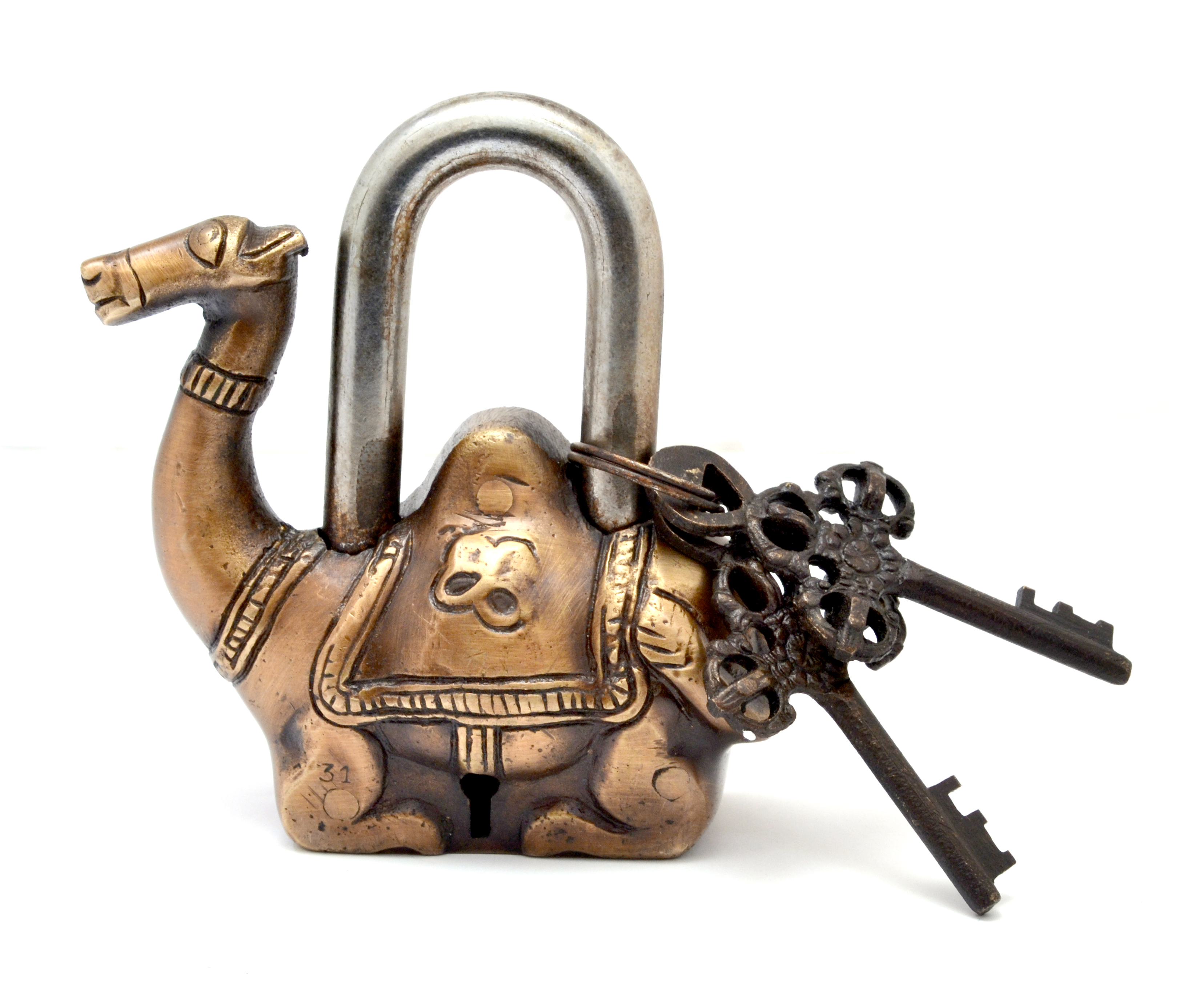 Golden Camel Design Functional Brass Lock with 2 Keys