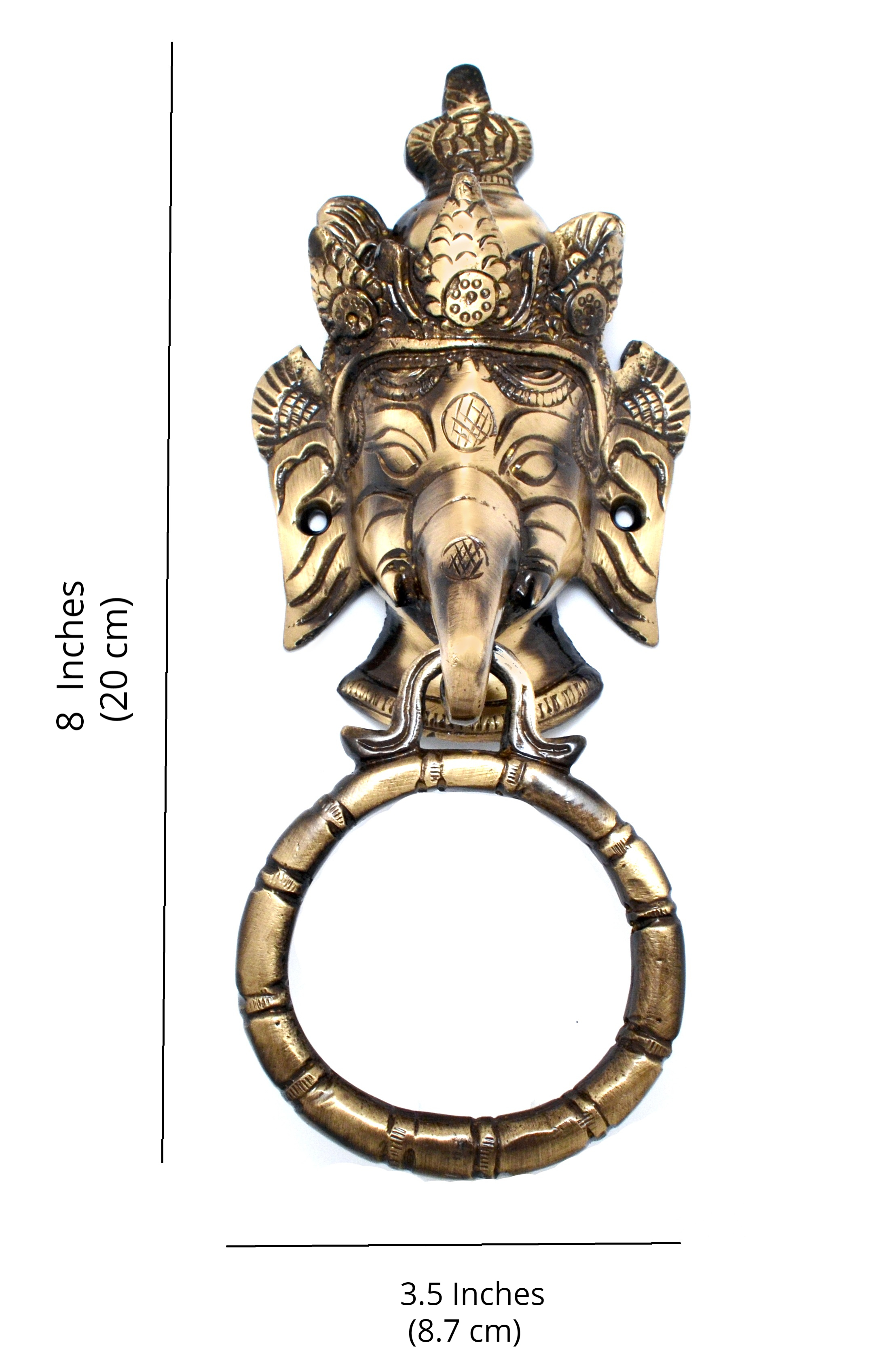 Crown Ganesha Brass Door Knocker