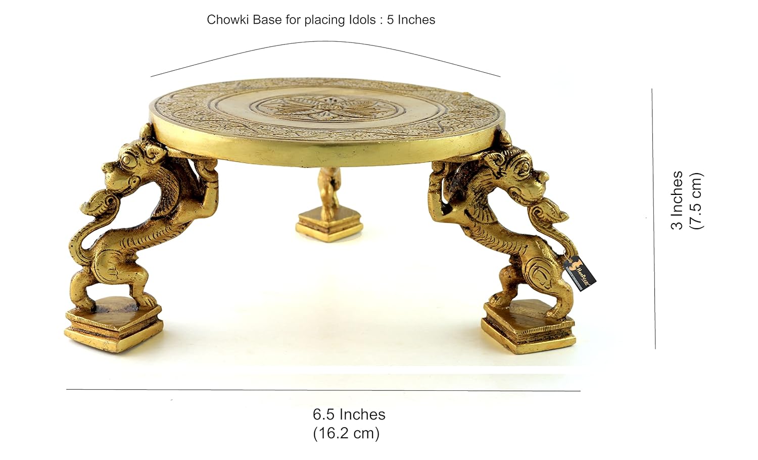 Ethnic Design Brass Handcrafted Chowki over Yali Legs