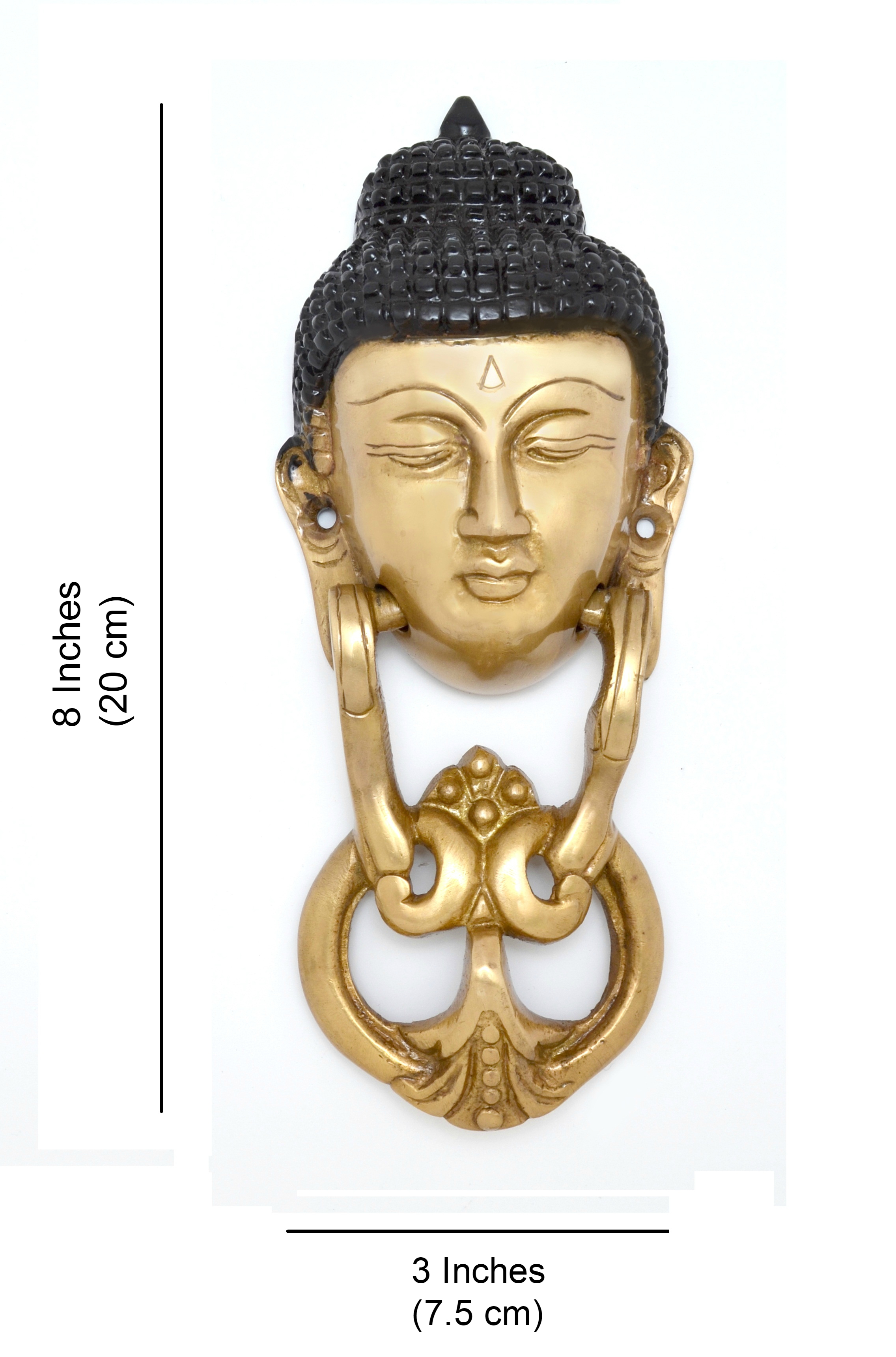 Brass Buddha Face Door Knocker Multicoloured