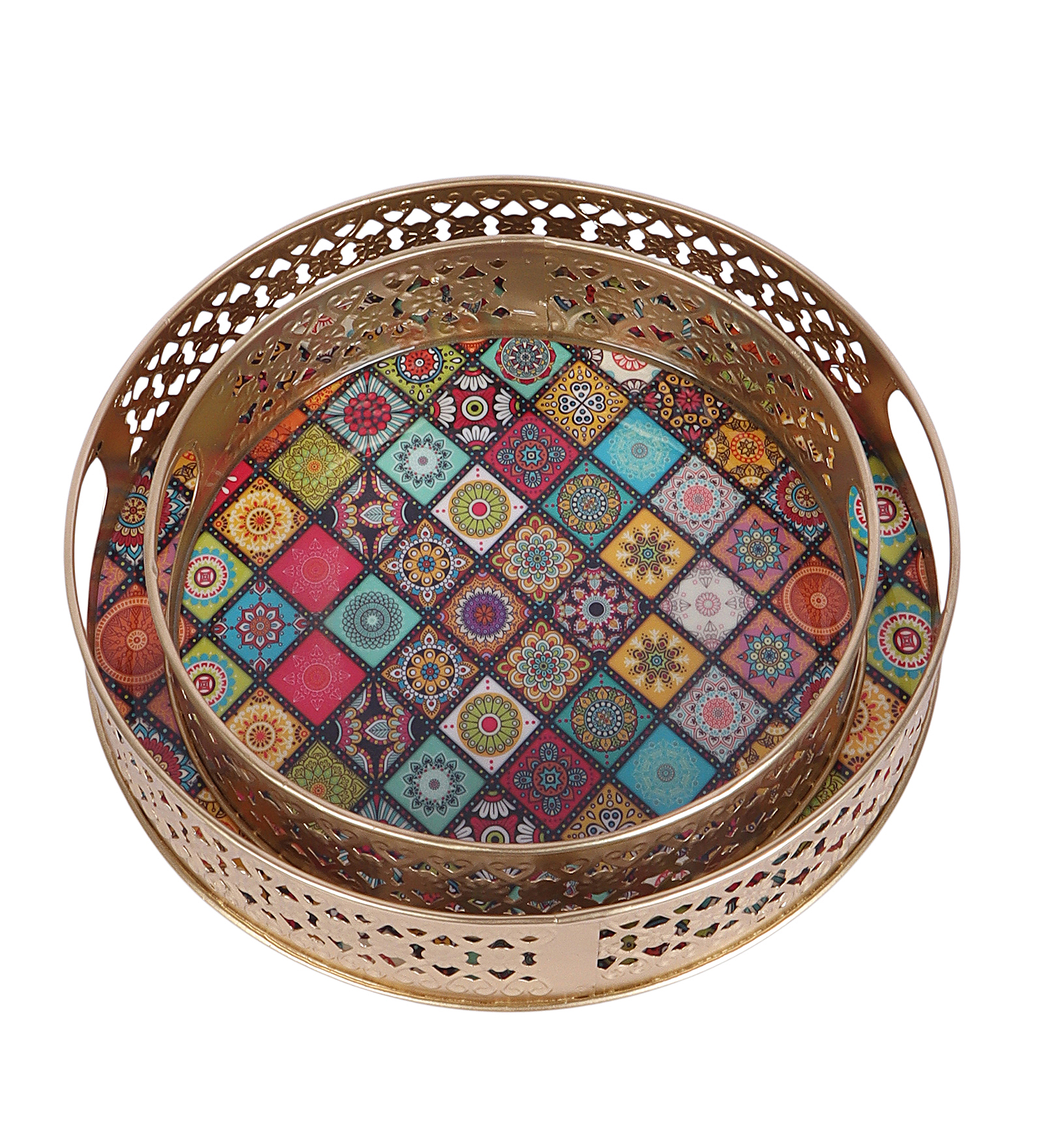 Traditional Printed Pattern Design Serving Trays Set