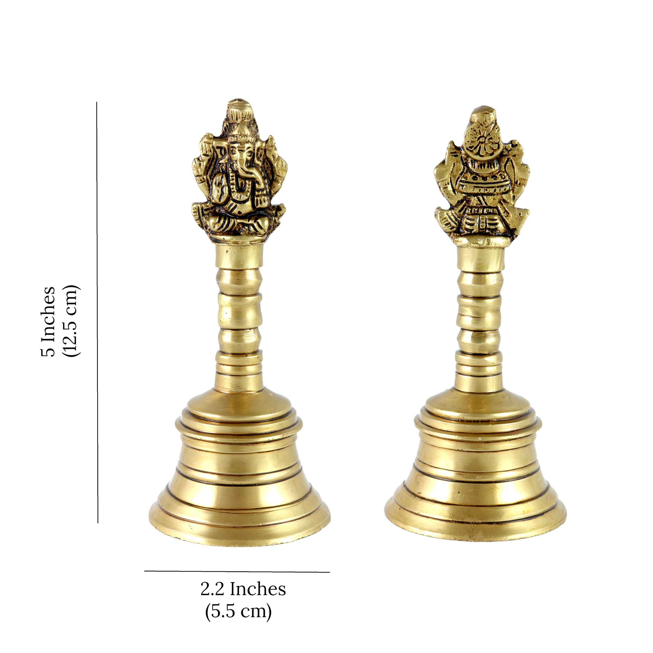 5 Inches Brass Pooja Hand Bell (Pack Of 2)