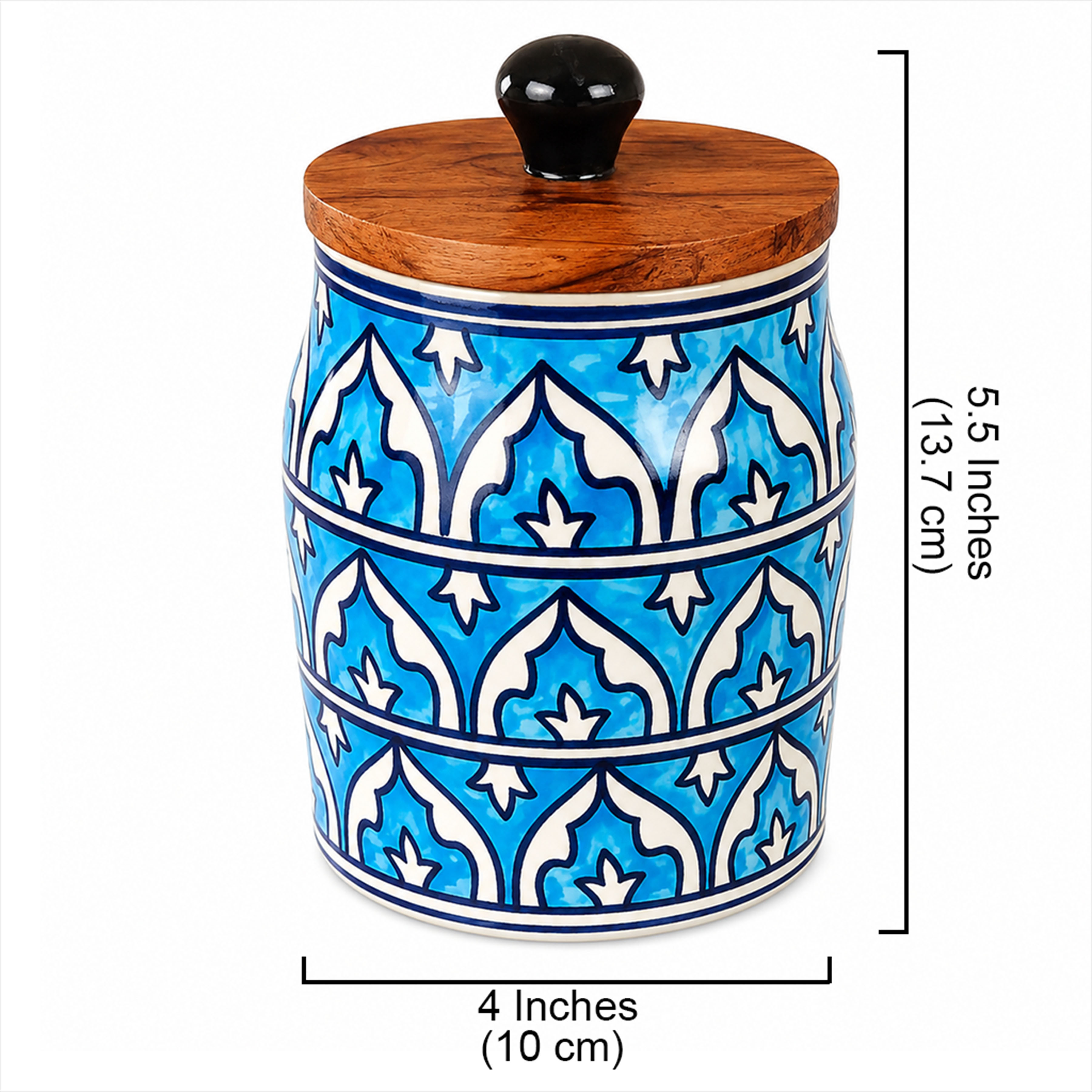 Handcrafted Ceramic Storage Jar with Wooden Lid