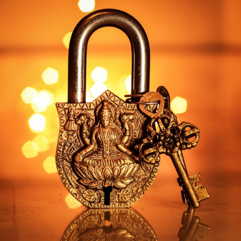 Laxmi Design Golden Functional Brass Lock with 2 Keys
