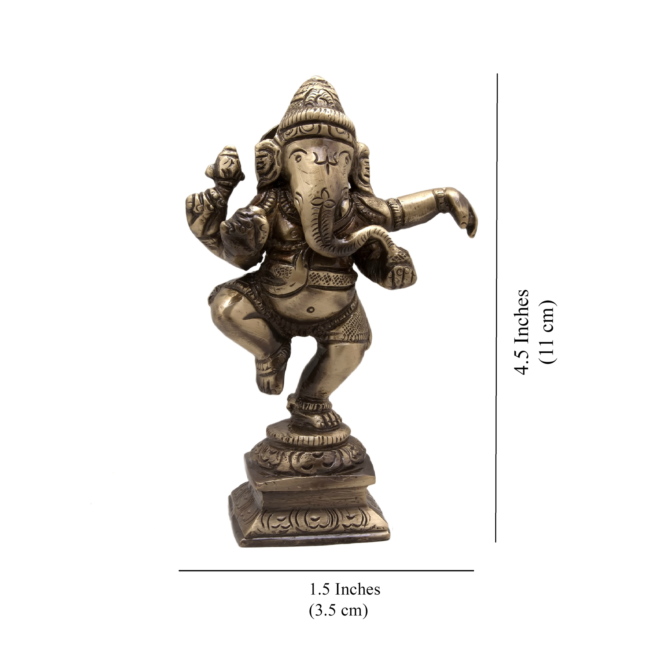 Brass Dancing Ganesha Decor Idol for Home Temple, Ganpati