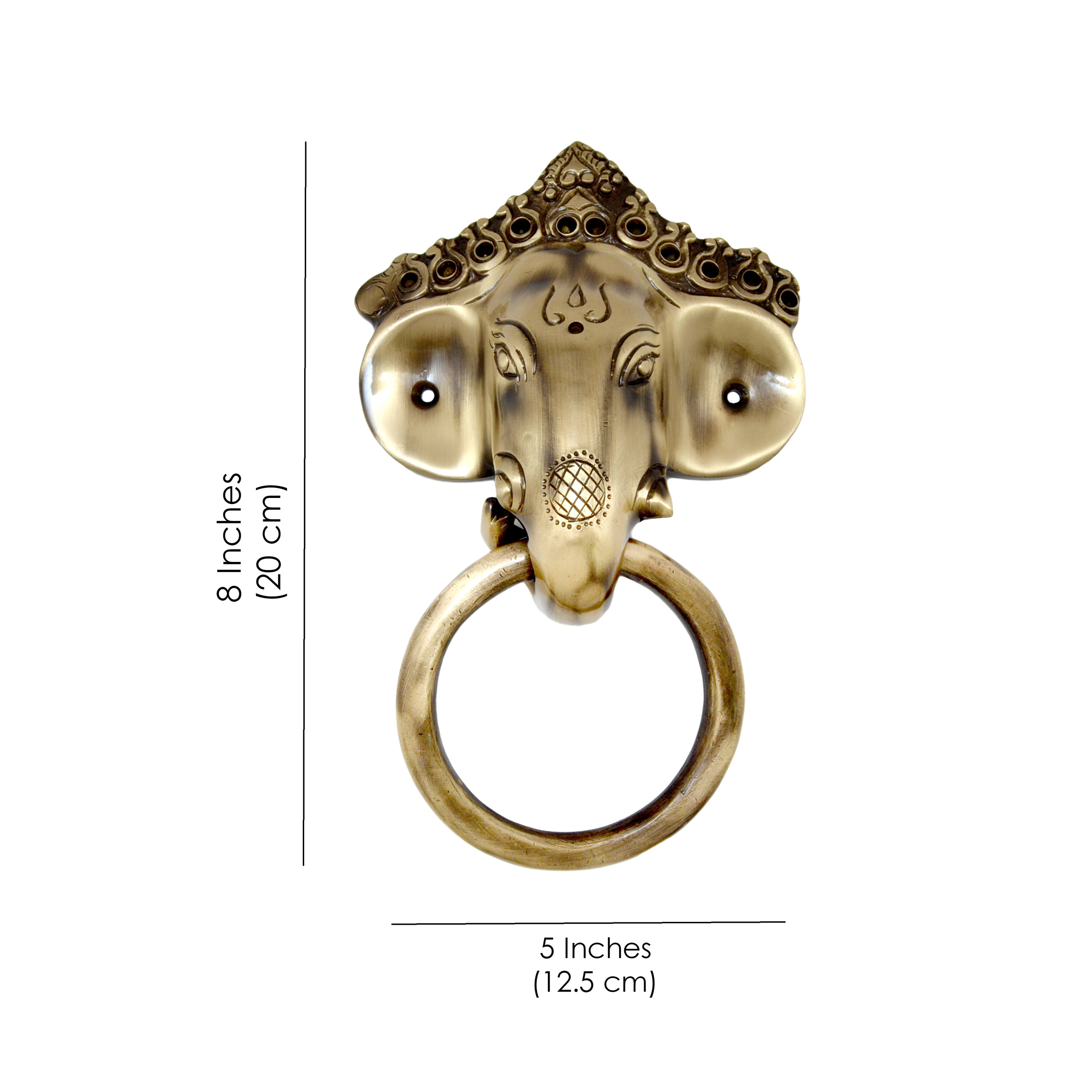 Brass Ganesha Mask Door Knocker Antique Brown