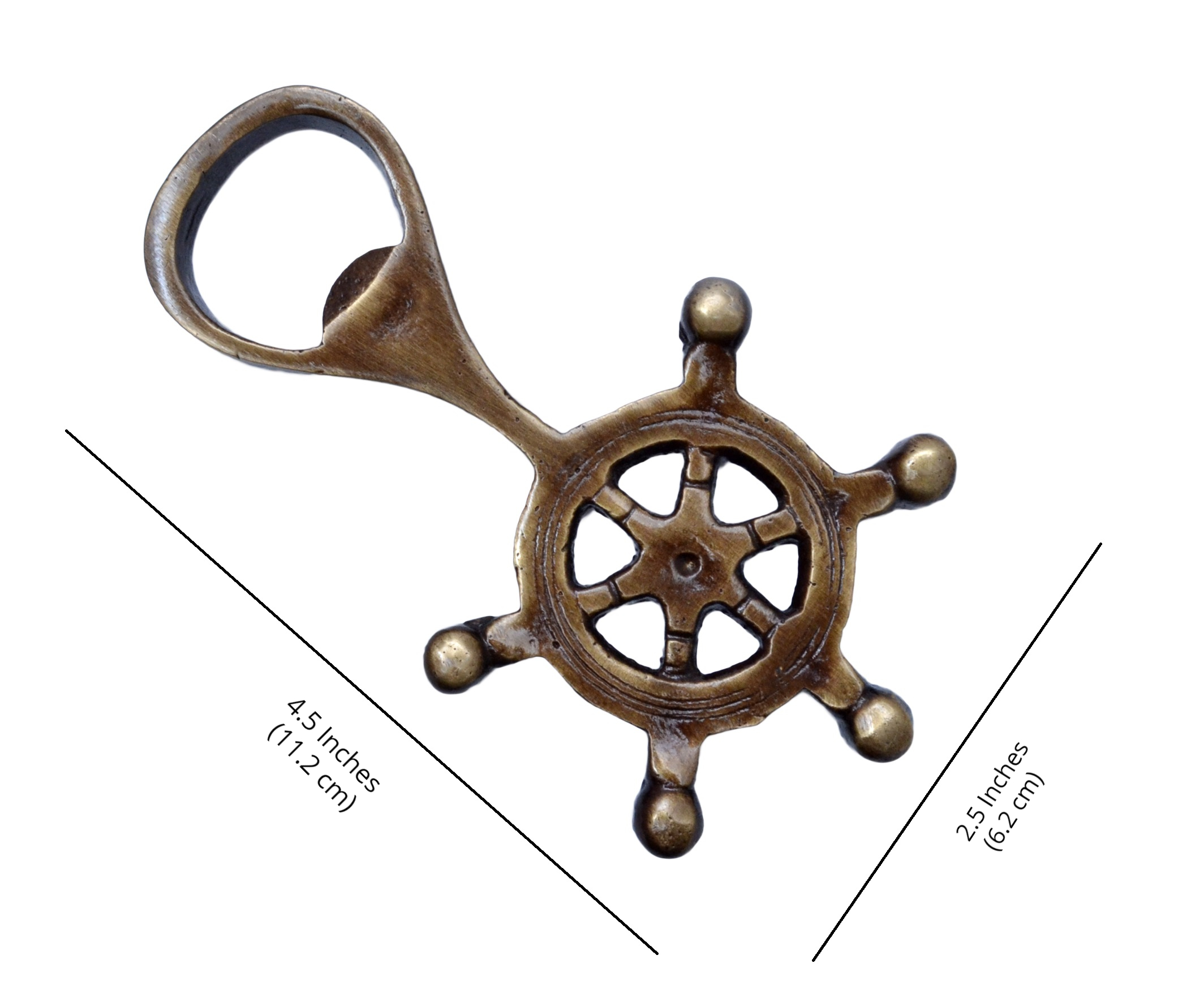 Brass Ship Wheel Design Bottle Opener