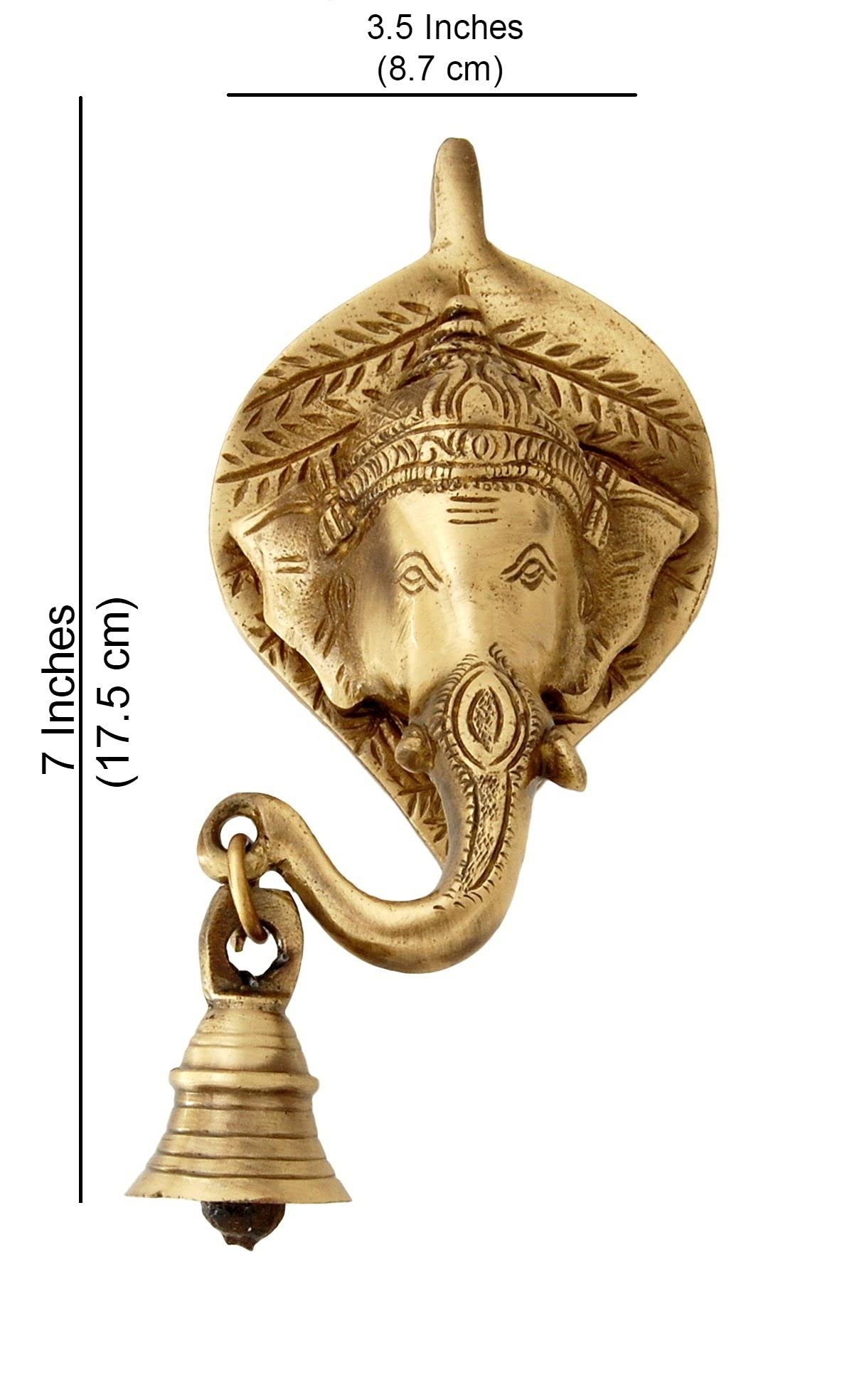 Religious Ganesha Face Brass Wall Hanging with Bell