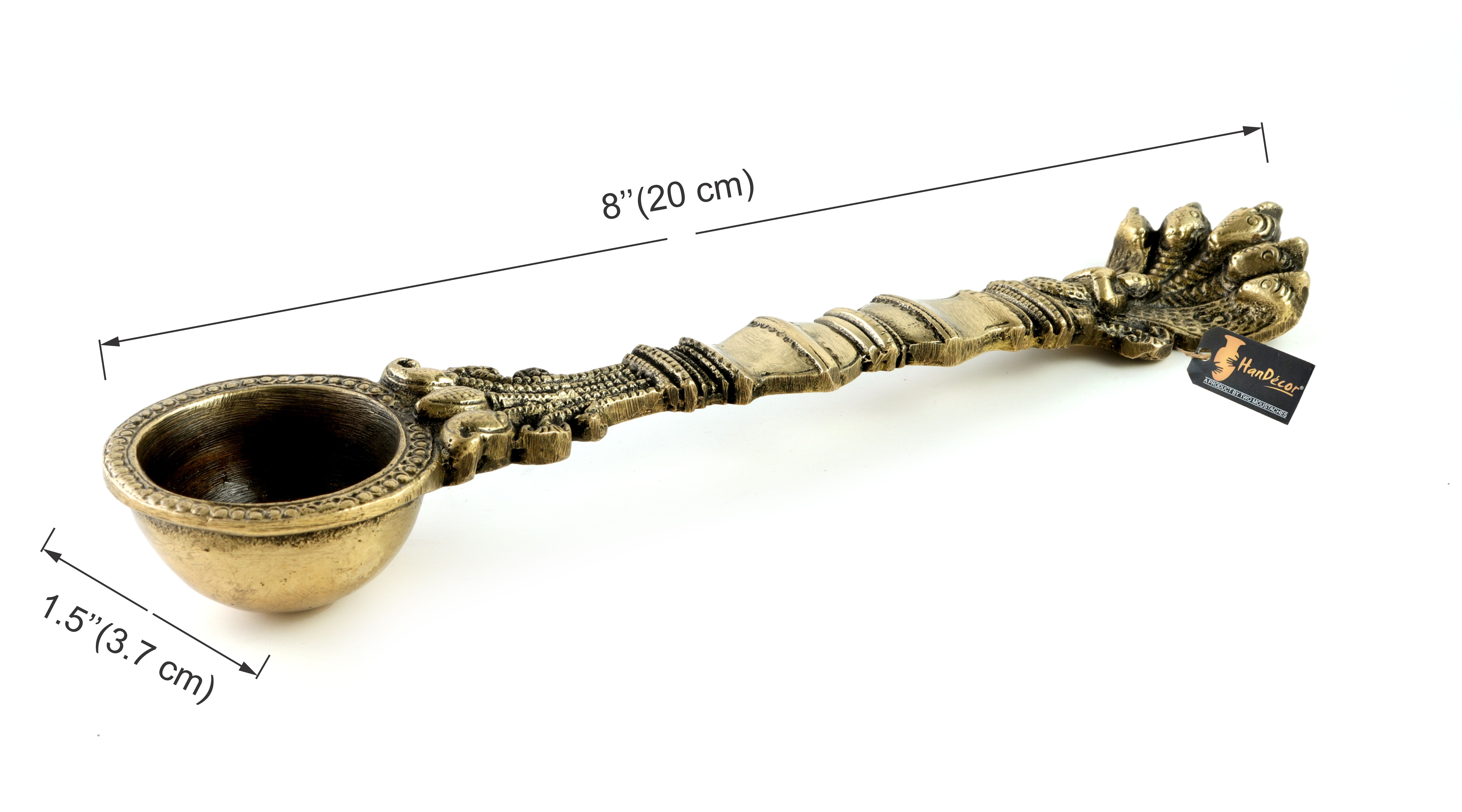 Brass Sheshnag Design Hawan Spoon for Pouring Ghee in Hawan Kund