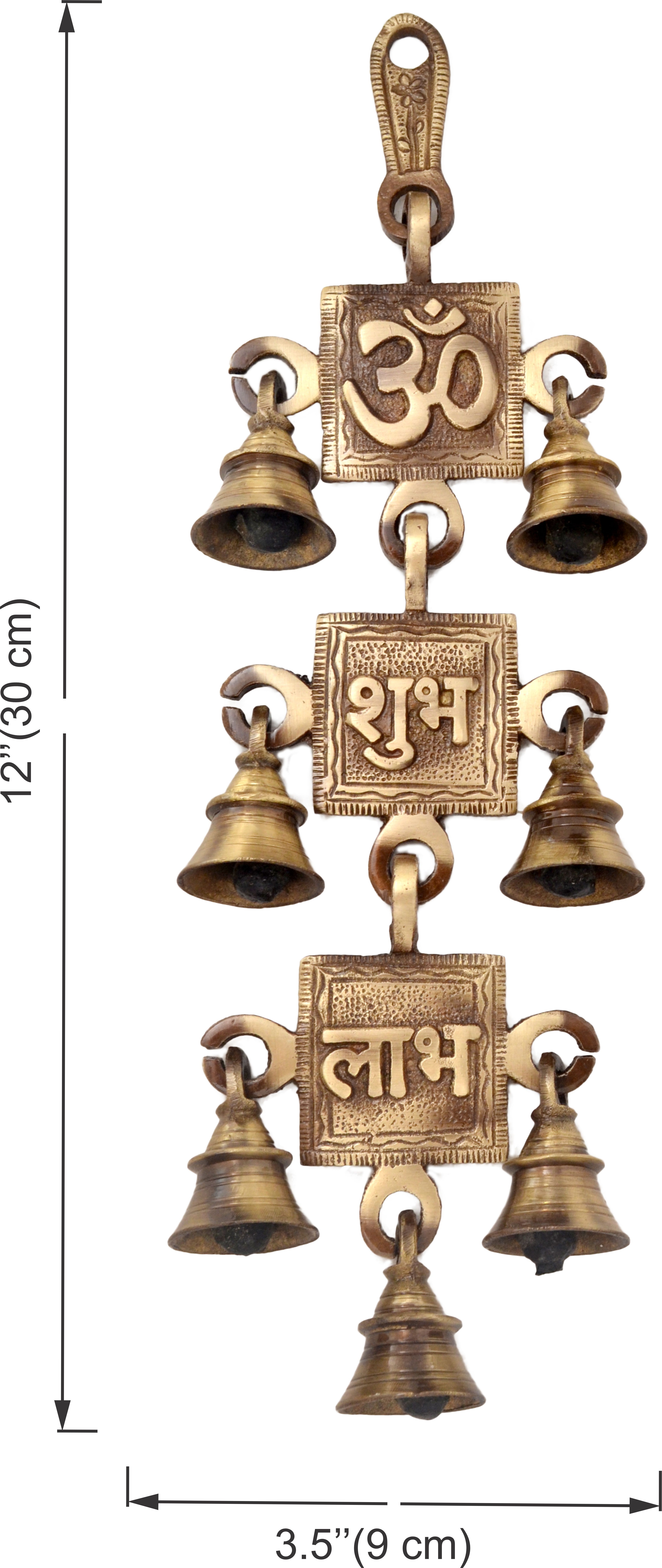 Om Shubh Labh Design Brass Hanging Bells