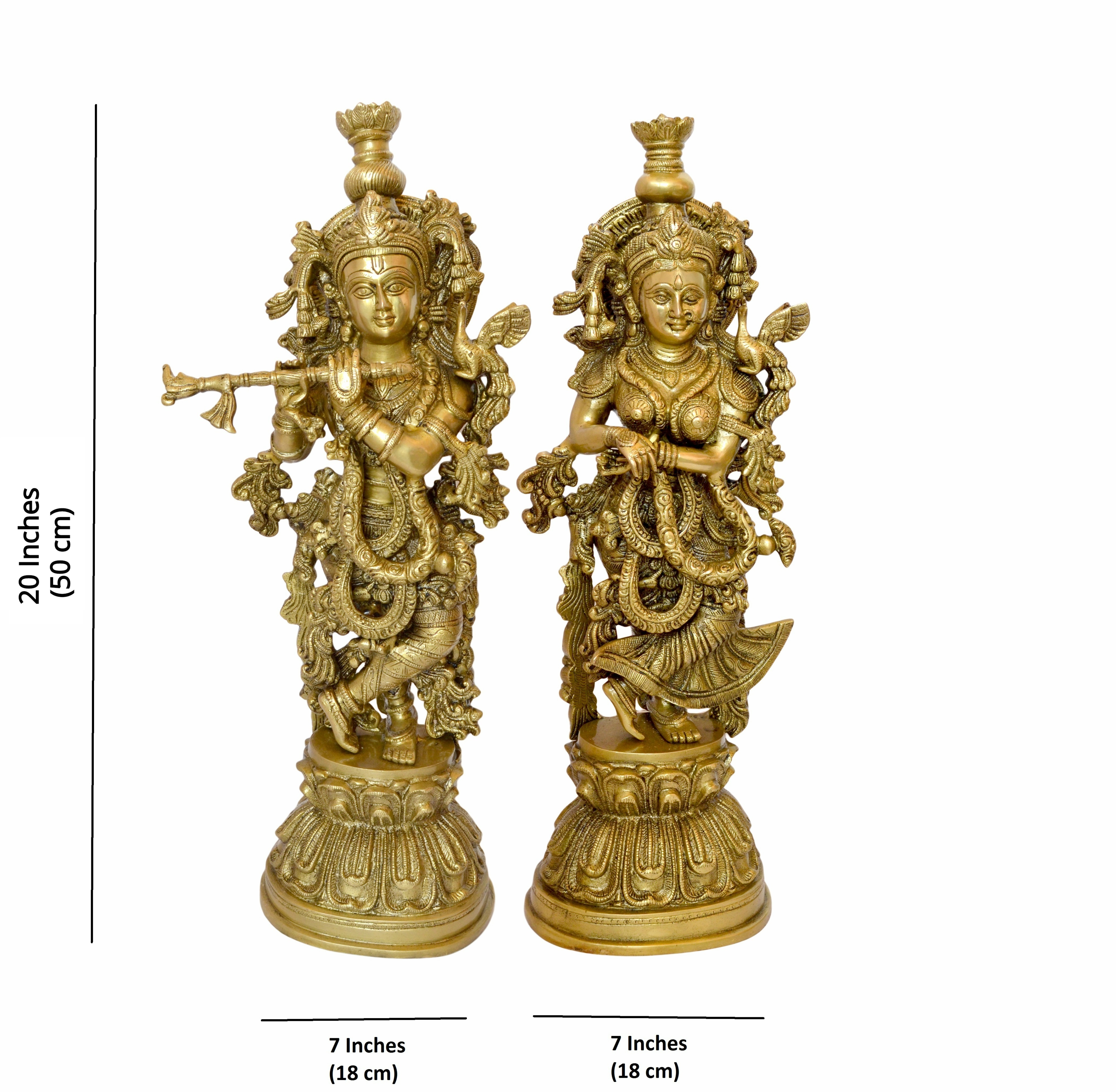 Brass Radha Krishna Statue Pair