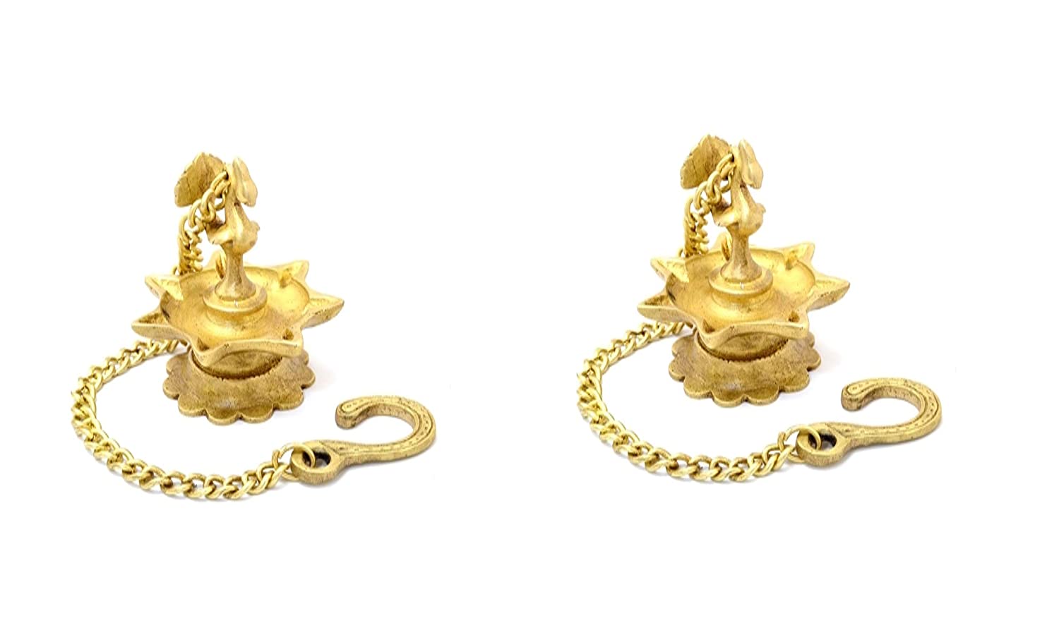 Peacock Design Brass Hanging Diya Set